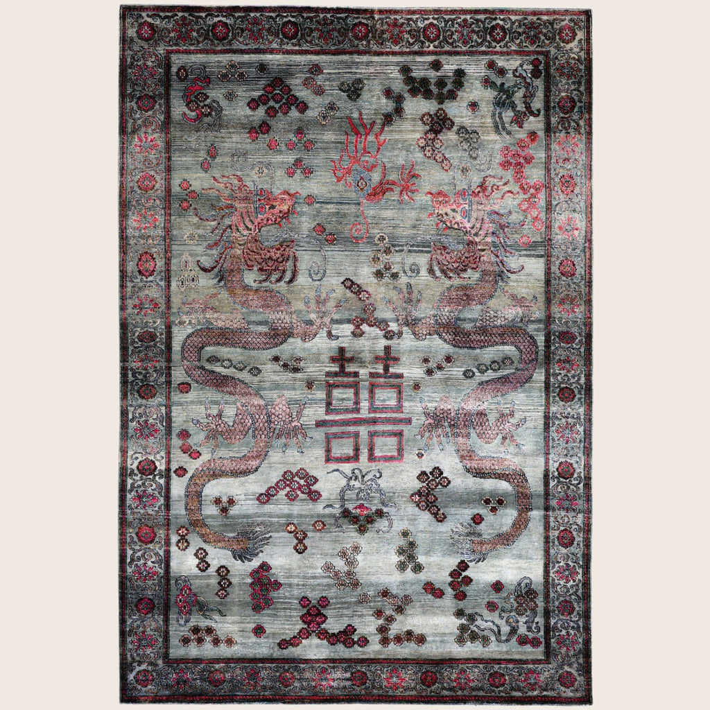 Grüne Alchemie Übergangs Seidenteppich - 6 'x 9'