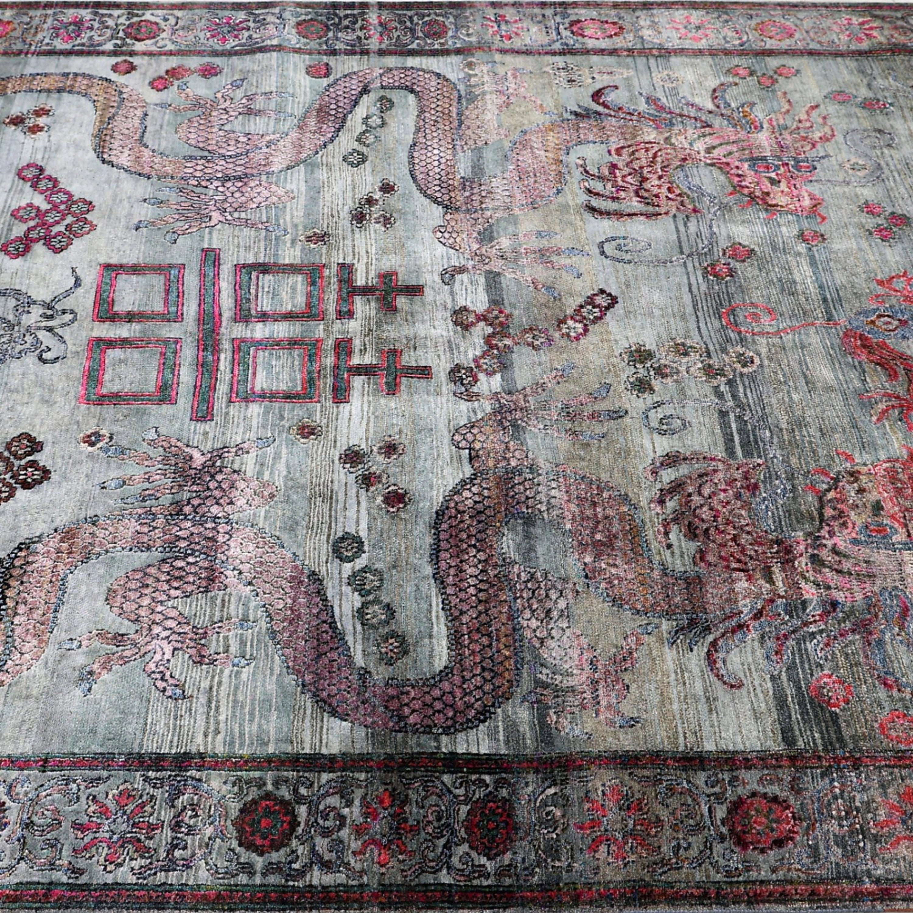 Grüne Alchemie Übergangs Seidenteppich - 6 'x 9'