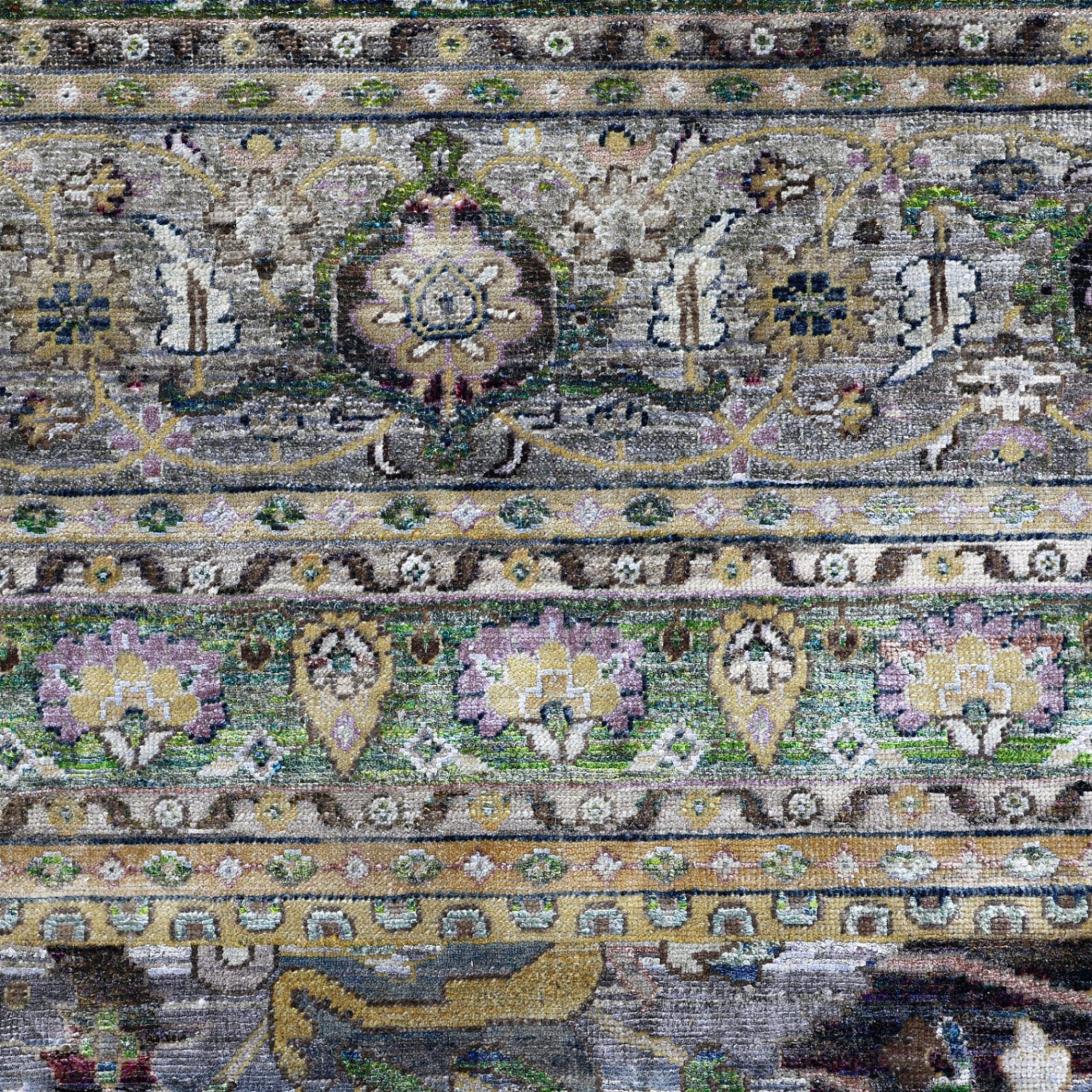 Grüne Alchemie Traditioneller Seidenwollteppich - 14' x 20'