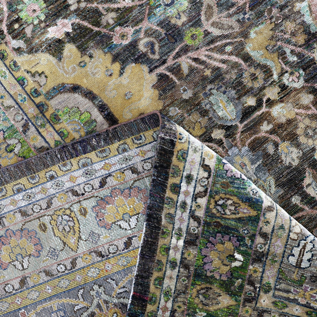 Grüne Alchemie Traditioneller Seidenwollteppich - 14' x 20'