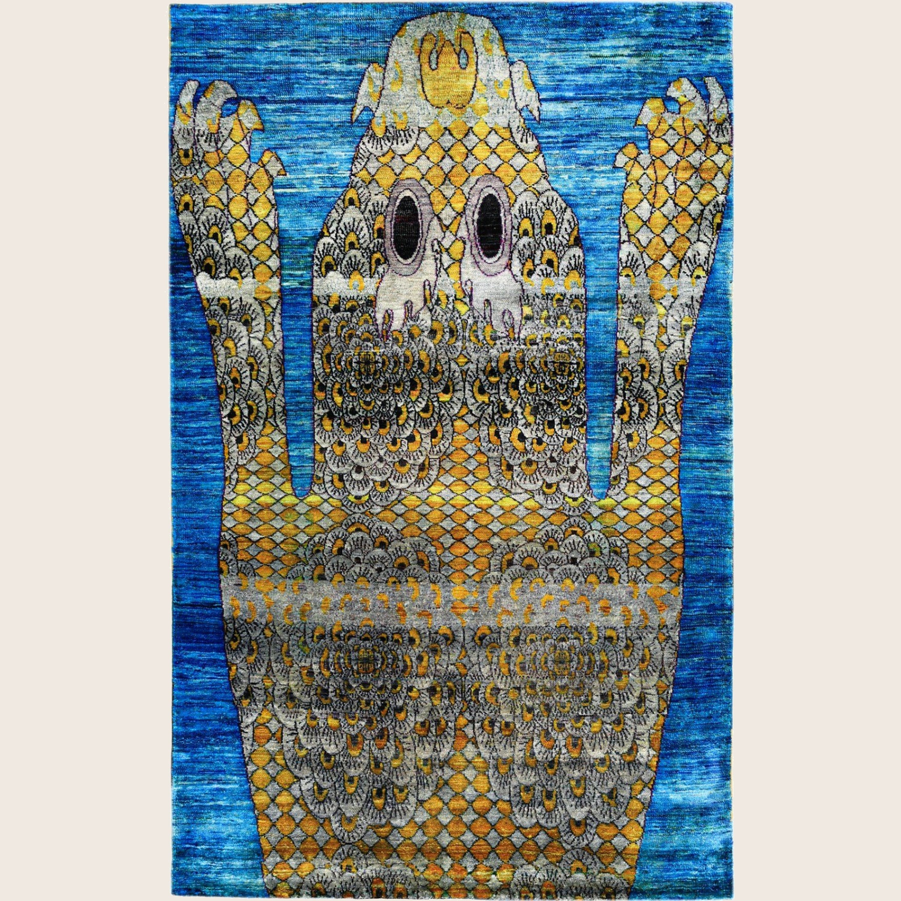 Mehrfarbiger Alchemie Zeitgenössischer Seidenteppich - 4' x 6'
