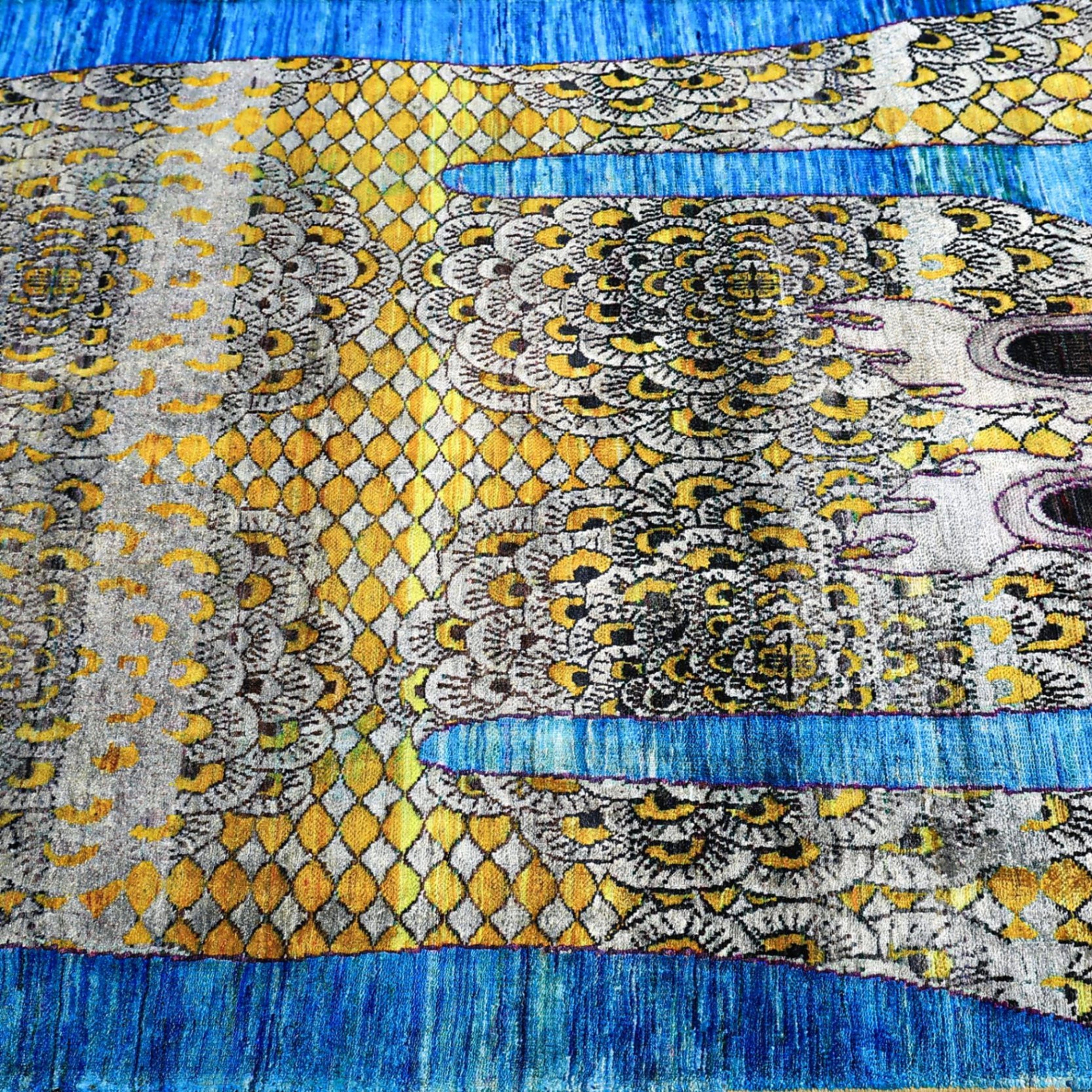 Mehrfarbiger Alchemie Zeitgenössischer Seidenteppich - 4' x 6'