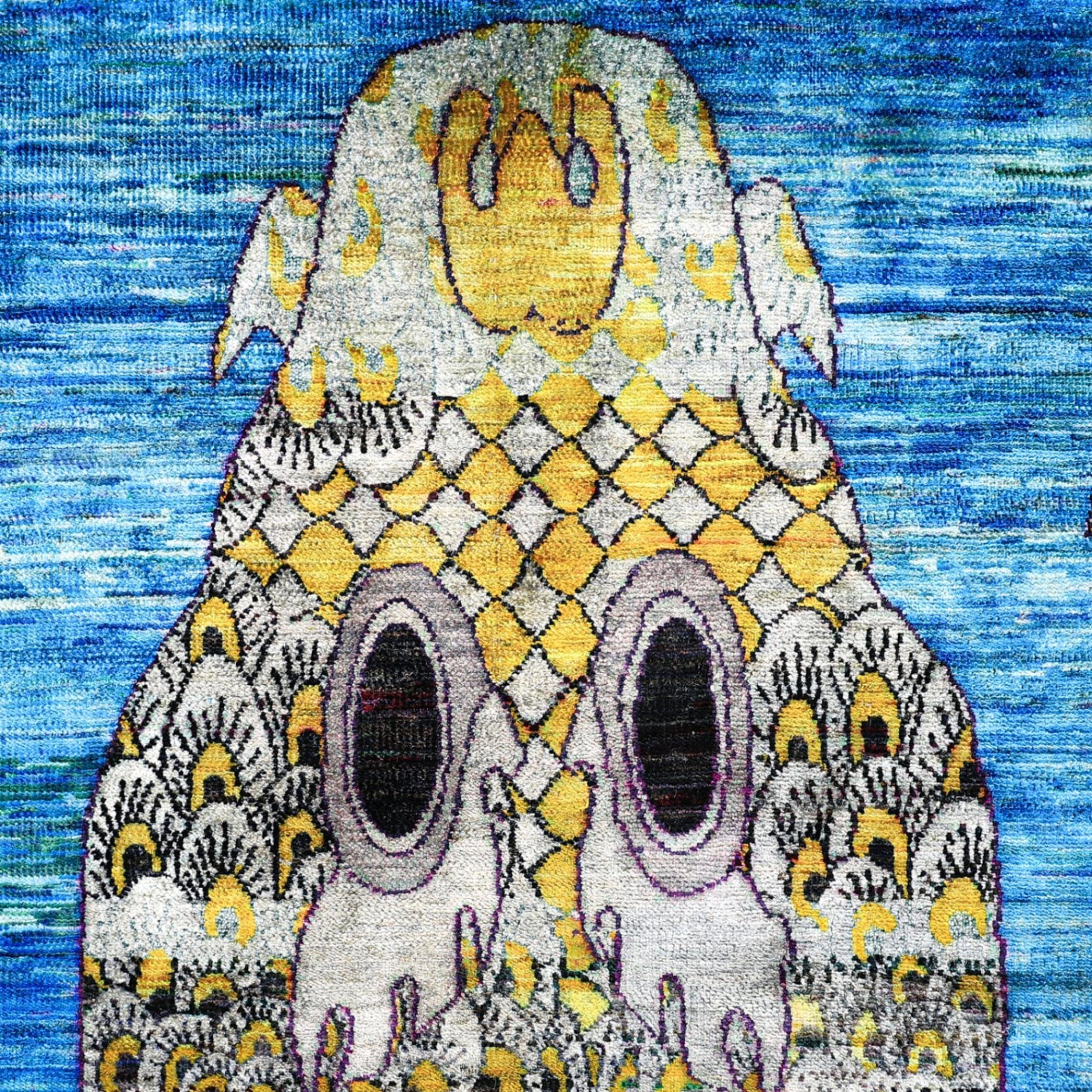 Mehrfarbiger Alchemie Zeitgenössischer Seidenteppich - 4' x 6'