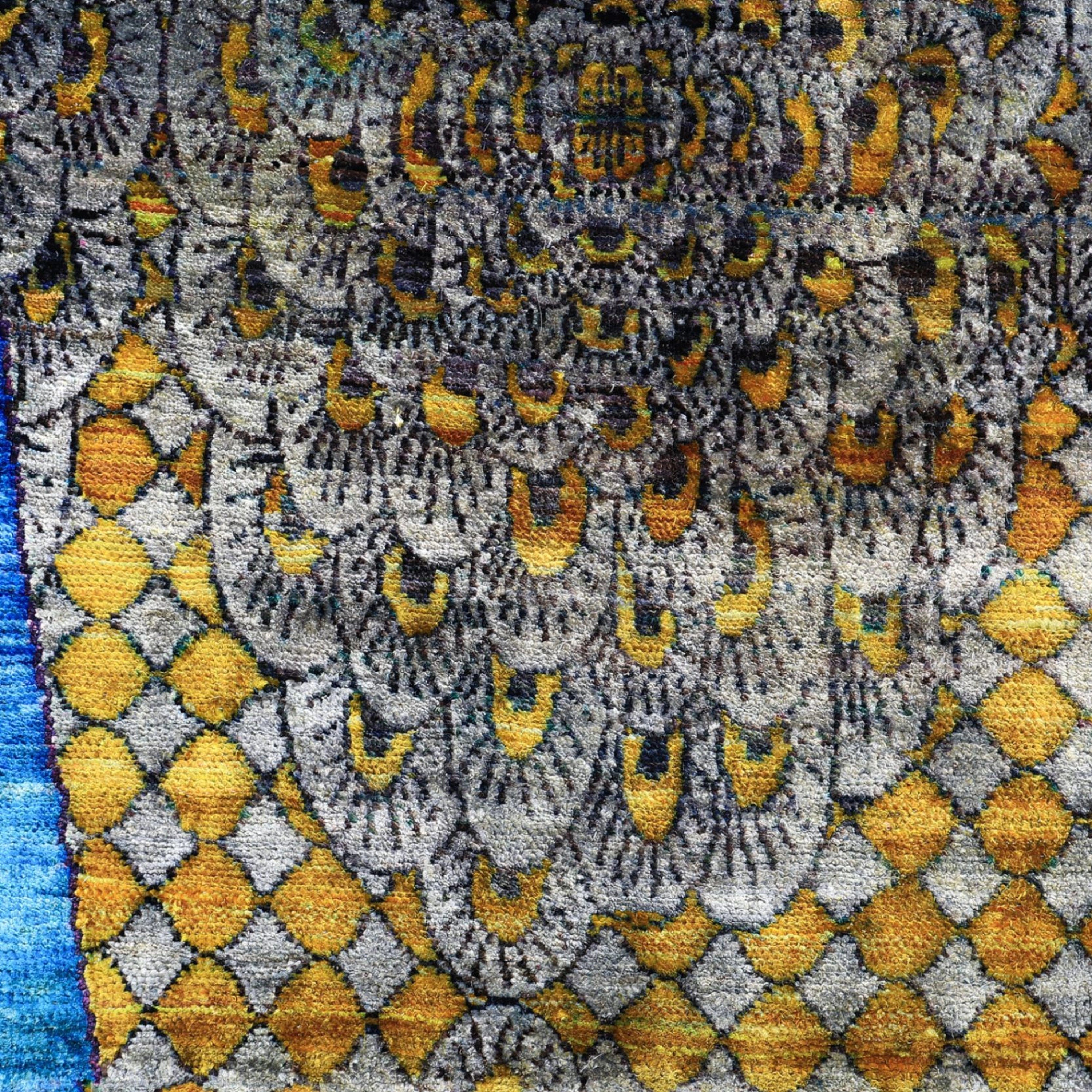 Mehrfarbiger Alchemie Zeitgenössischer Seidenteppich - 4' x 6'