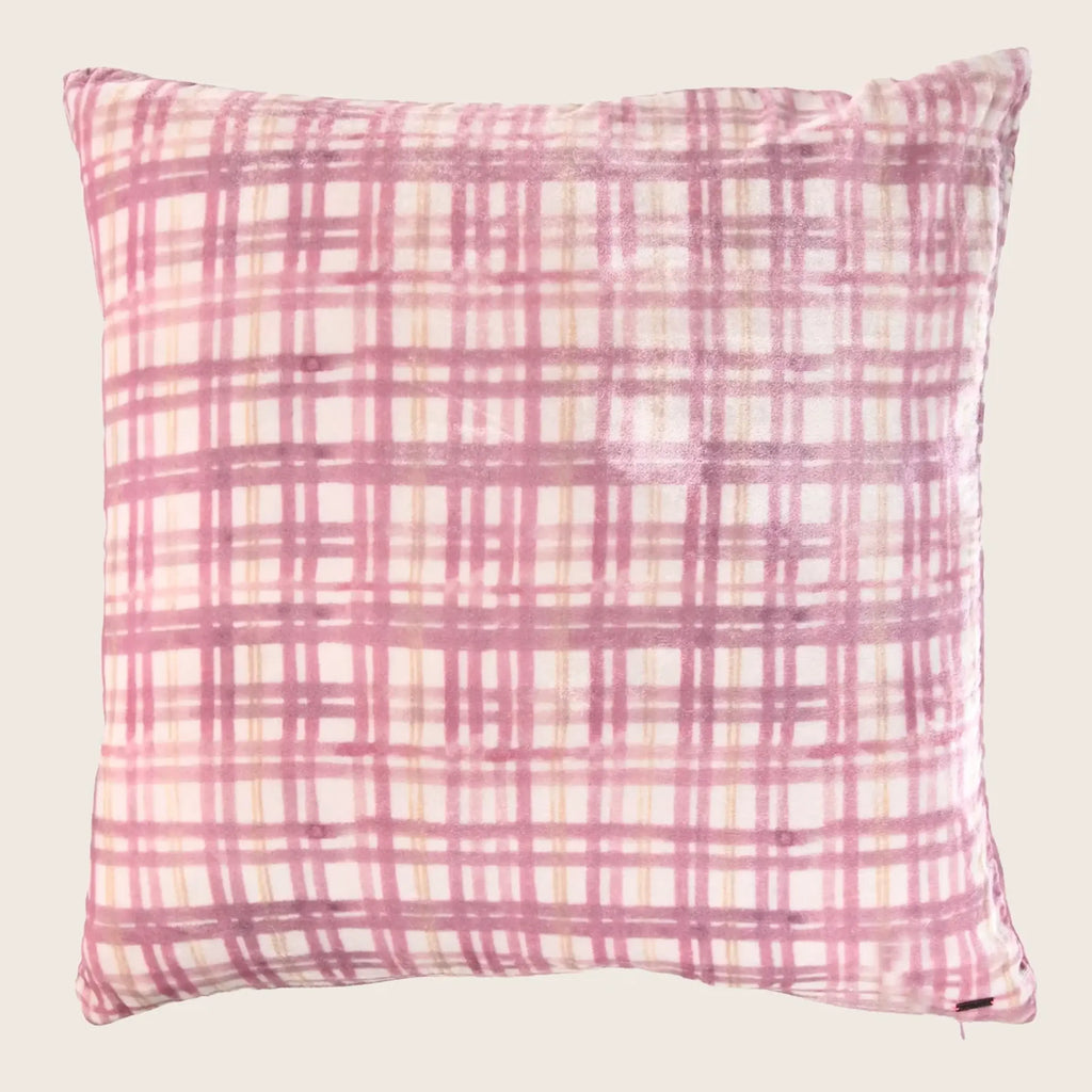 Plaid Silk Samt Pillow Blush