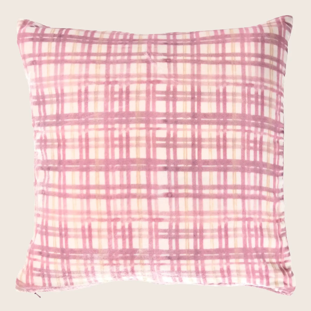 Plaid Silk Samt Pillow Blush
