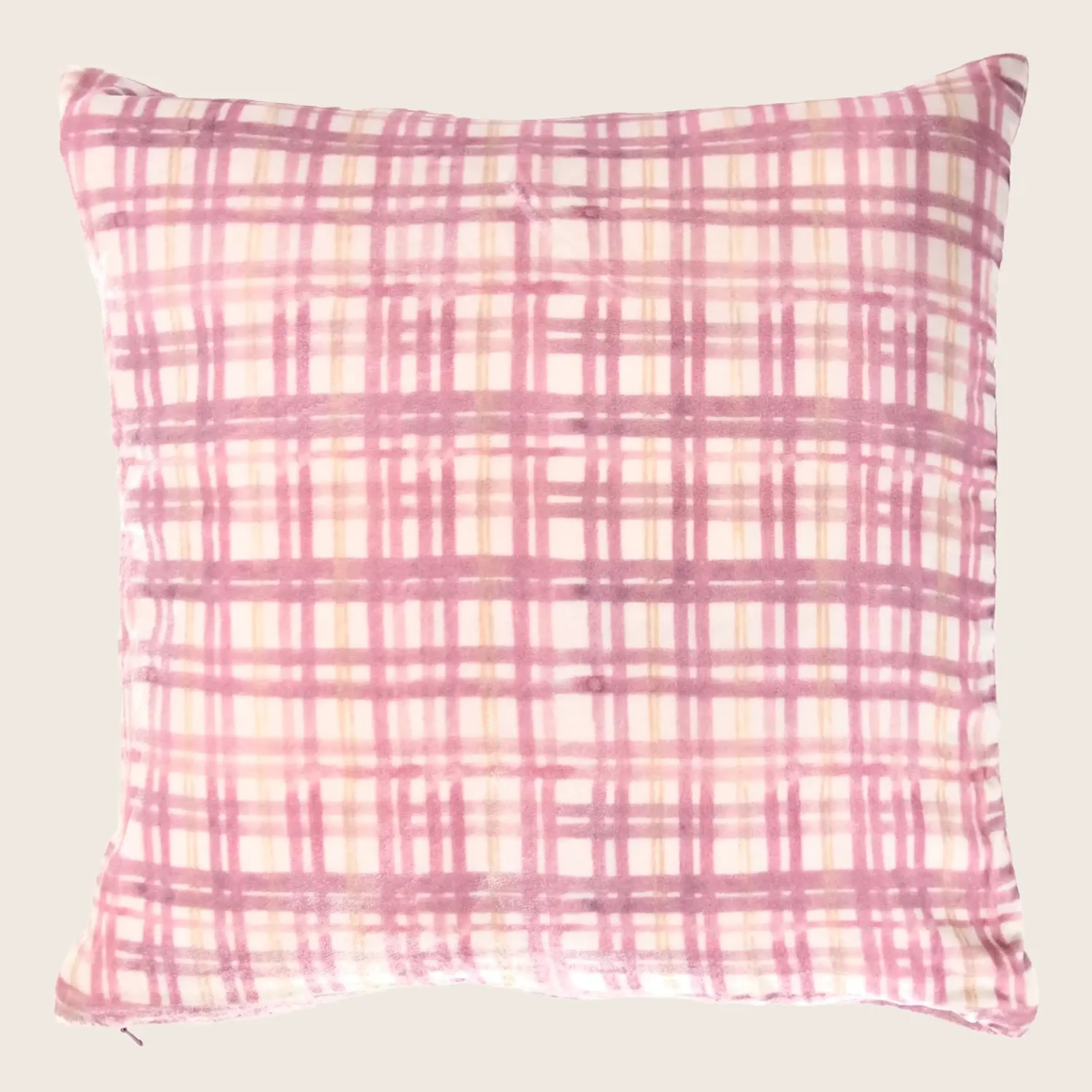 Plaid Silk Samt Pillow Blush