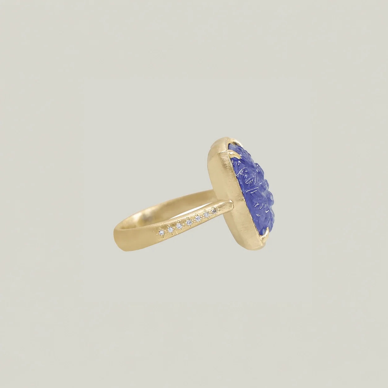 Blumen Blau Tansanit geschnitzter Ring