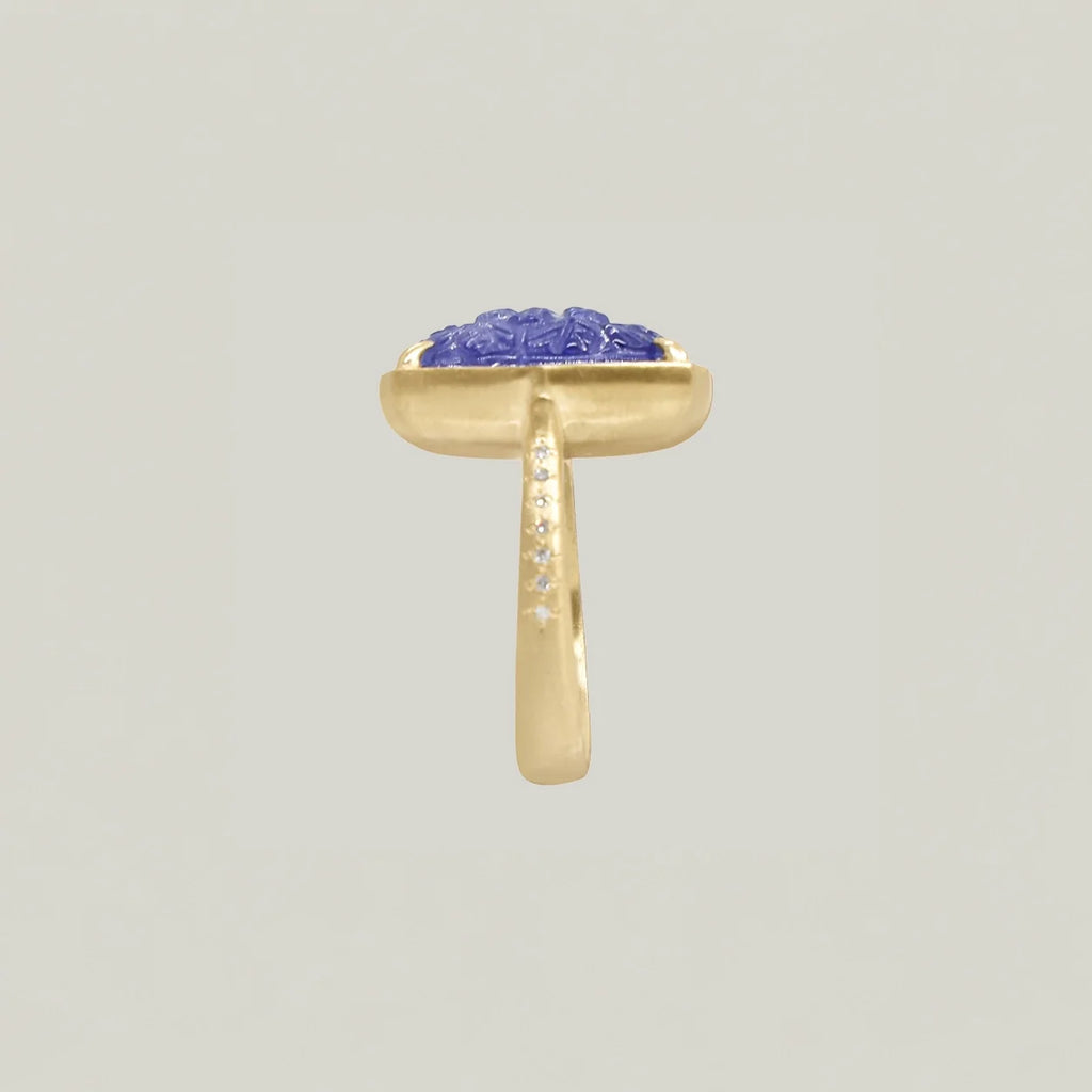 Blumen Blau Tansanit geschnitzter Ring
