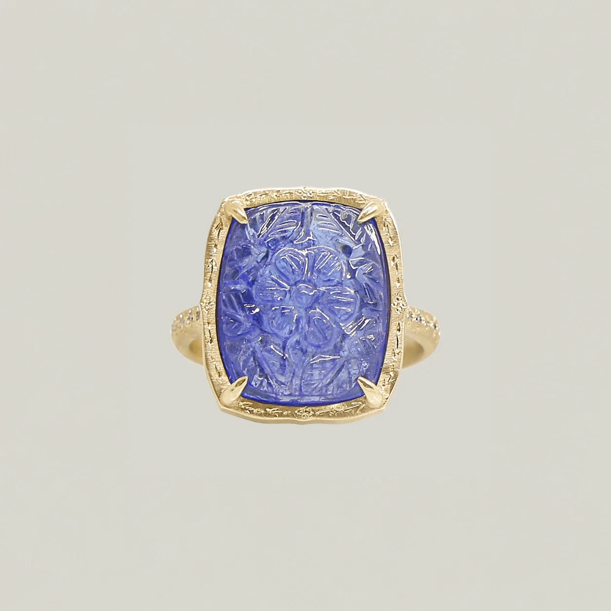 Blumen Blau Tansanit geschnitzter Ring