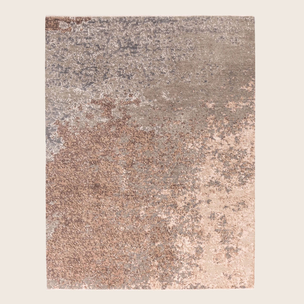 Mehrfarbiger Texturierter Indo Ikat Teppich aus Wolle und Kunstseide - 8'1' x 10'3'