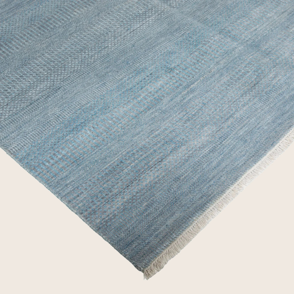 Hellblau Übergangs Indo Savannah Teppich aus Wolle und Kunstseide - 6'1' x 9'4'