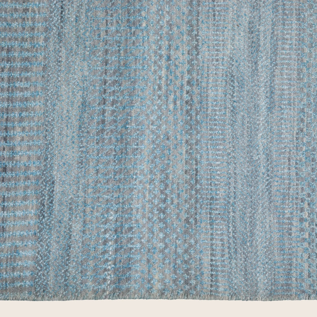 Hellblau Übergangs Indo Savannah Teppich aus Wolle und Kunstseide - 6'1' x 9'4'