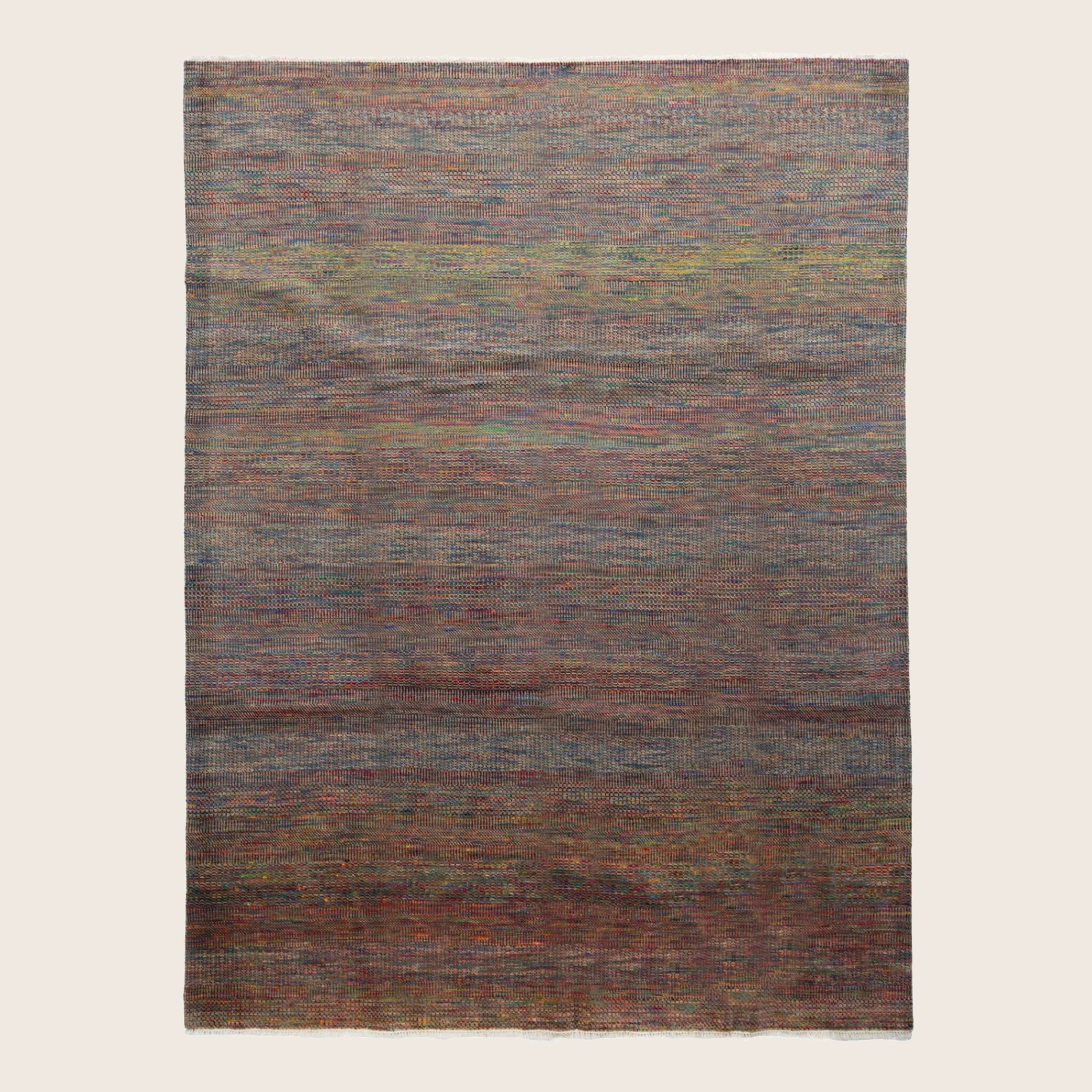 Mehrfarbiger Übergangs-Indo-Gras-Kunst-Seidenblendenteppich - 9'3' x 11'1