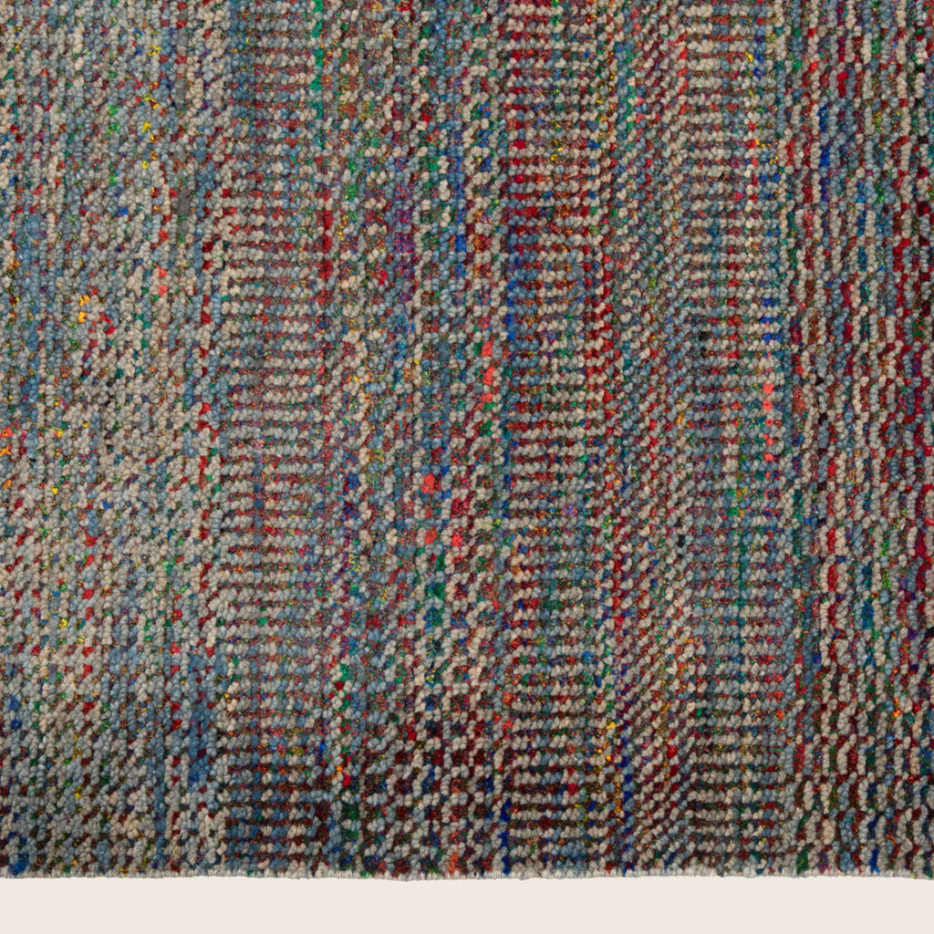 Mehrfarbiger Übergangs-Indo-Gras-Kunst-Seidenblendenteppich - 9'3' x 11'1