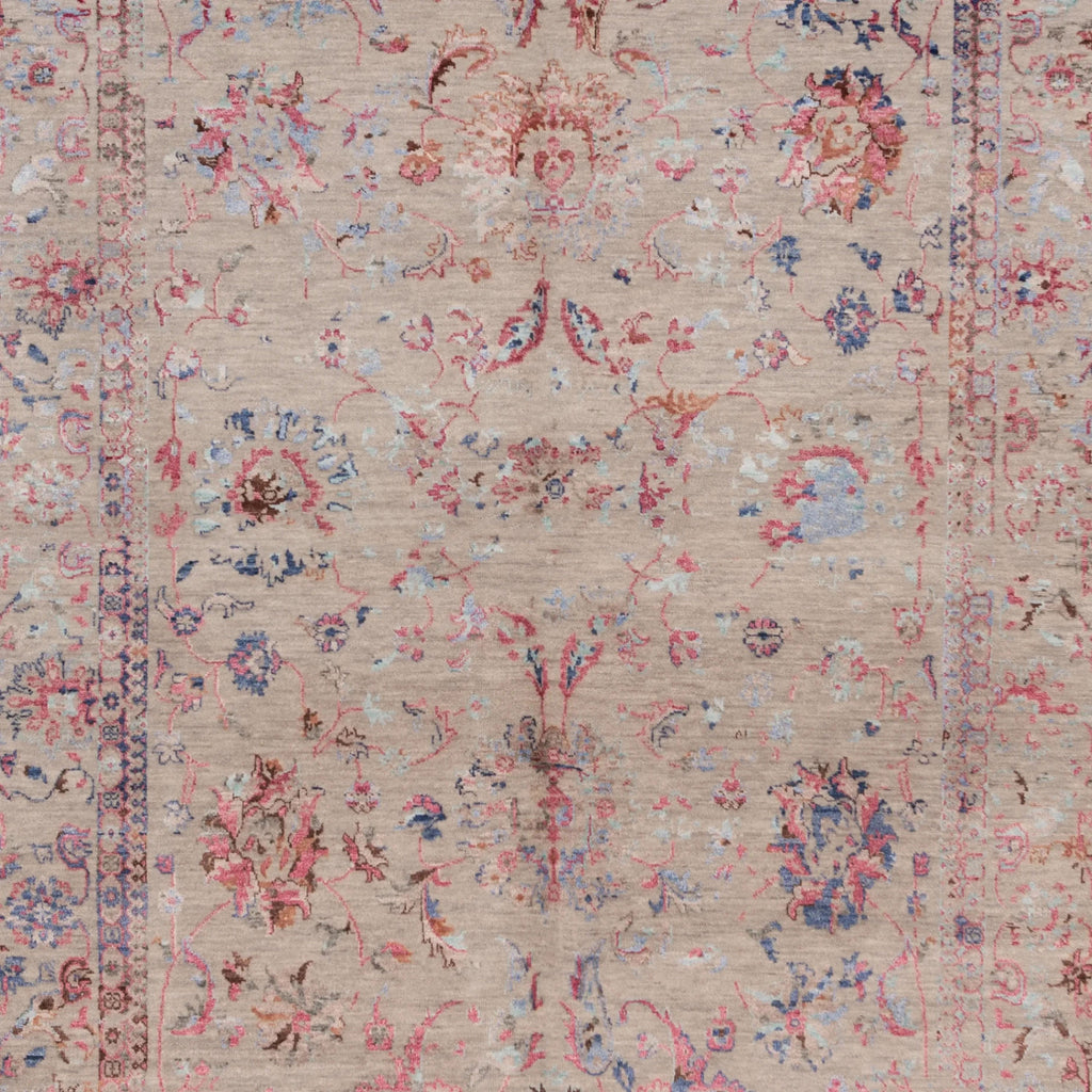 Mehrfarbiger traditioneller Indo Ikat Teppich aus Wolle und Kunstseide - 6'2' x 9'4'
