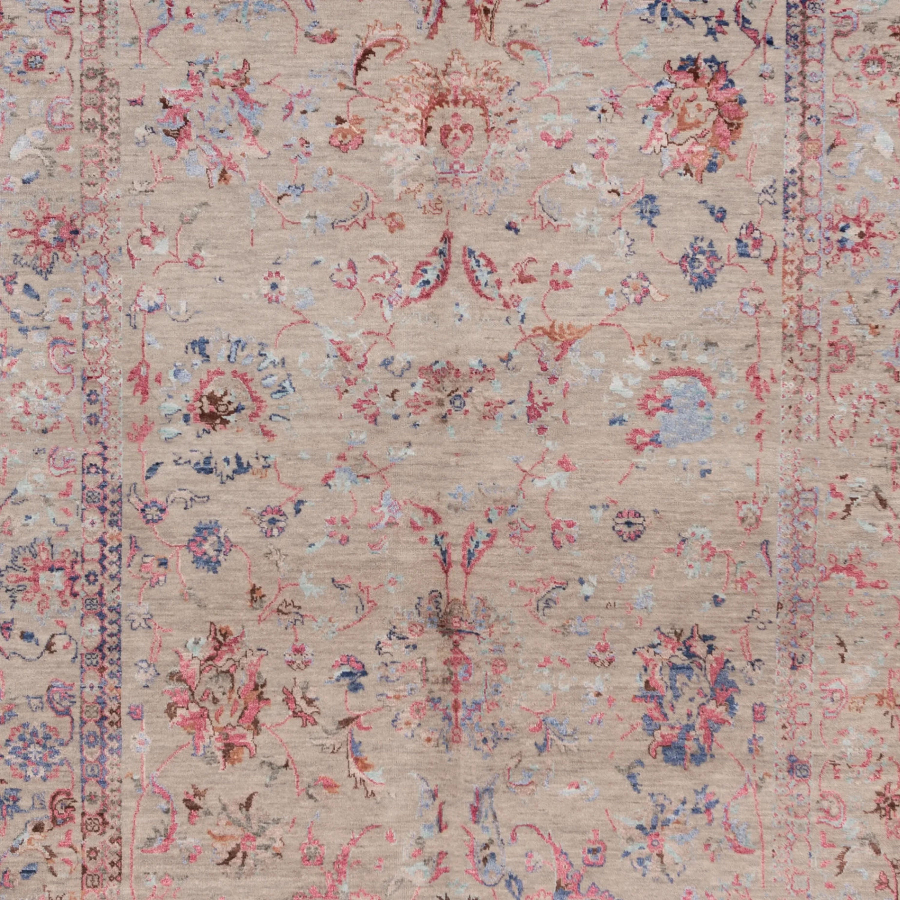 Mehrfarbiger traditioneller Indo Ikat Teppich aus Wolle und Kunstseide - 6'2' x 9'4'