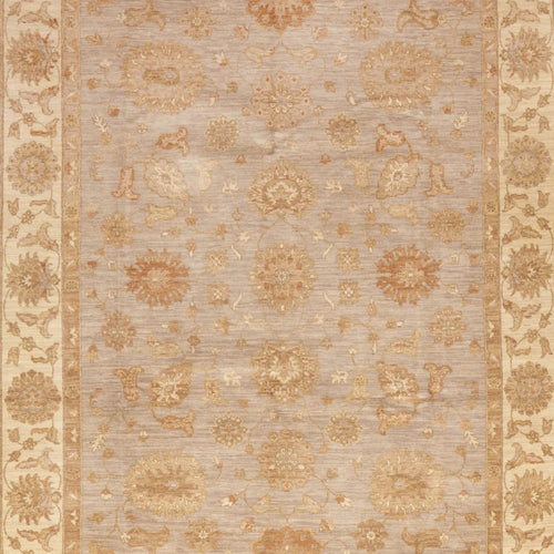 Beige Traditioneller Indo Oushak Wolle Seidenteppich - 8'2' x 10'5''