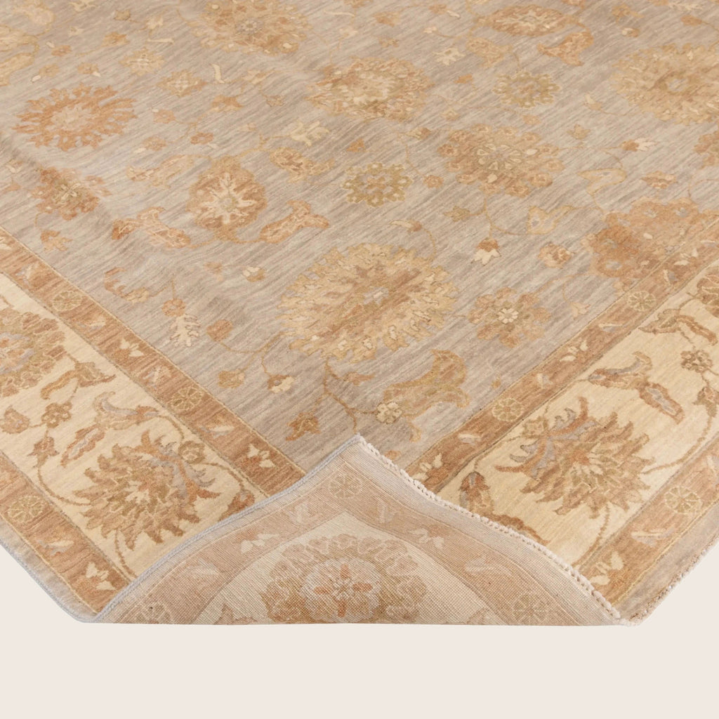Beige Traditioneller Indo Oushak Wolle Seidenteppich - 8'2' x 10'5''