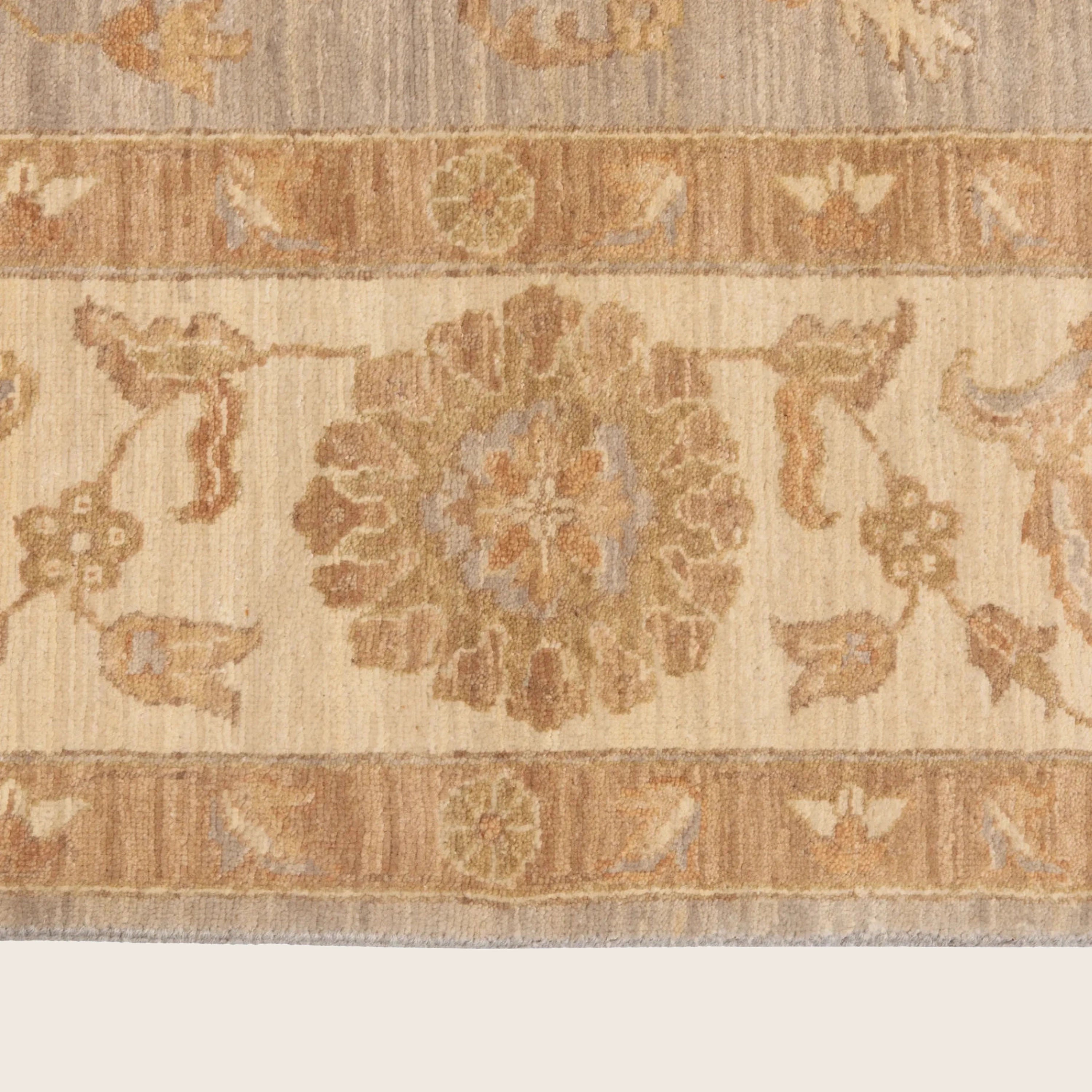 Beige Traditioneller Indo Oushak Wolle Seidenteppich - 8'2' x 10'5''