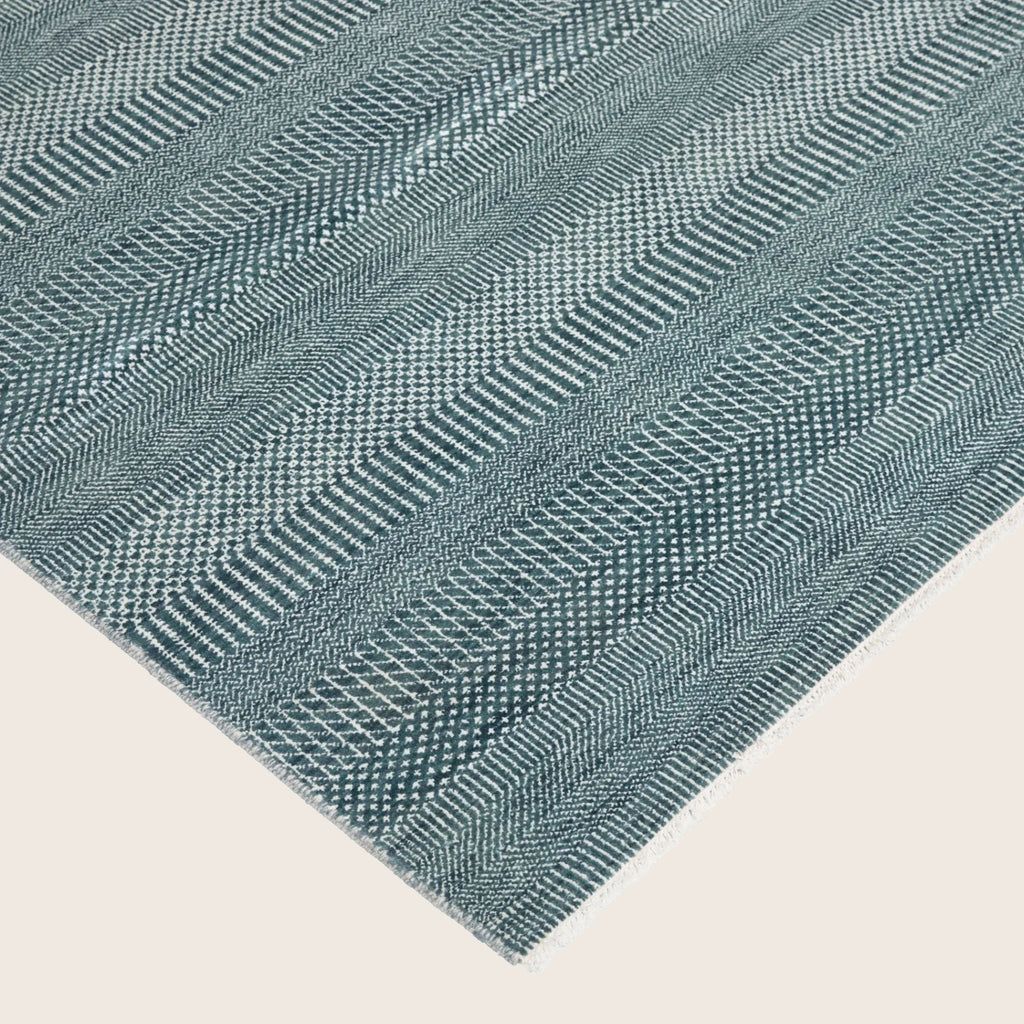 Denim Übergangs Indo Savannah Teppich aus Wolle und Kunstseide - 10' x 14'1'