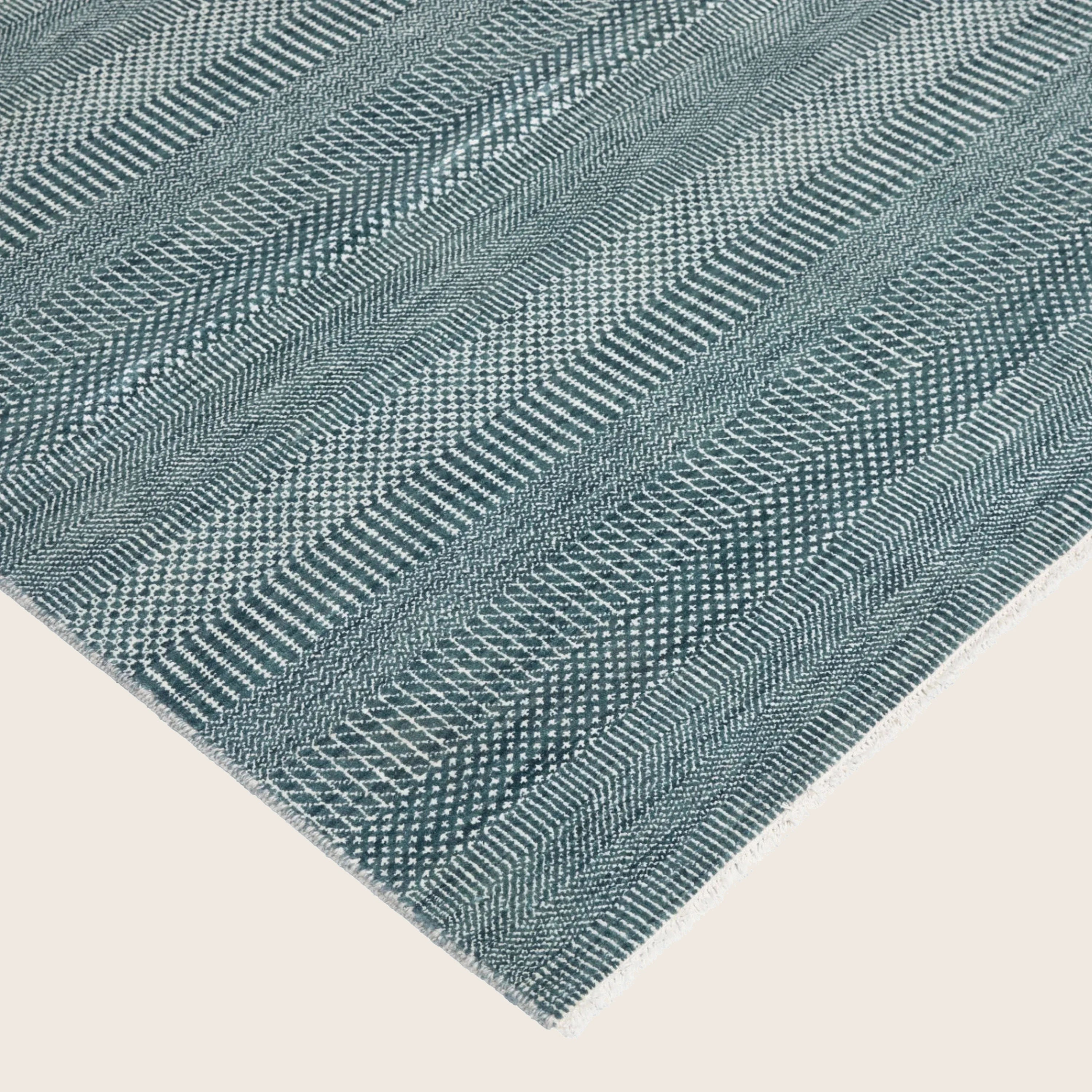Denim Übergangs Indo Savannah Teppich aus Wolle und Kunstseide - 10' x 14'1'