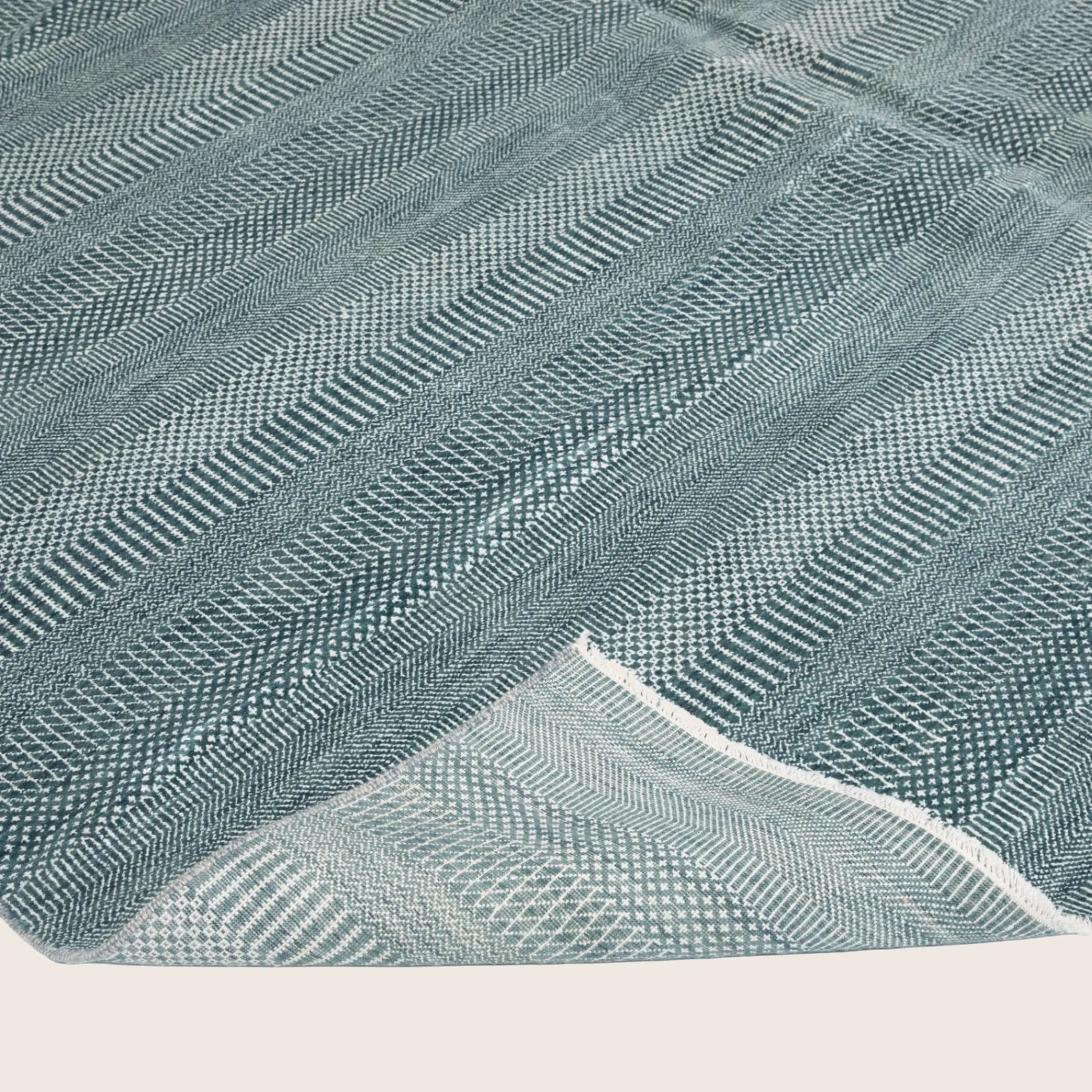 Denim Übergangs Indo Savannah Teppich aus Wolle und Kunstseide - 10' x 14'1'