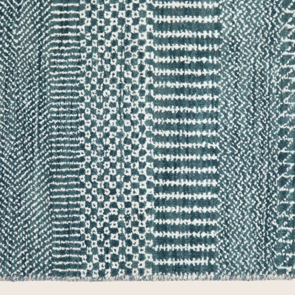 Denim Übergangs Indo Savannah Teppich aus Wolle und Kunstseide - 10' x 14'1'