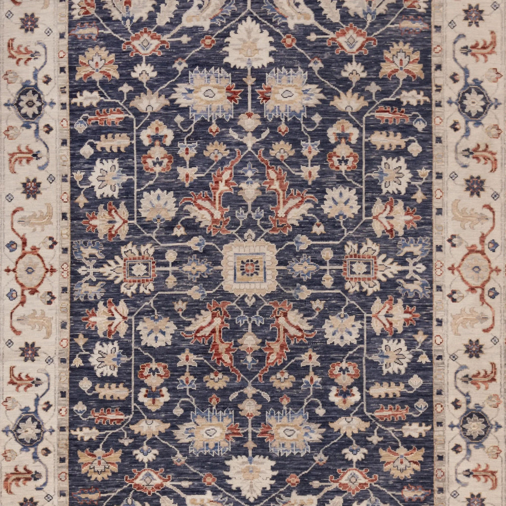 Blauer traditioneller Indo Agra Wollteppich - 9'1' x 12''