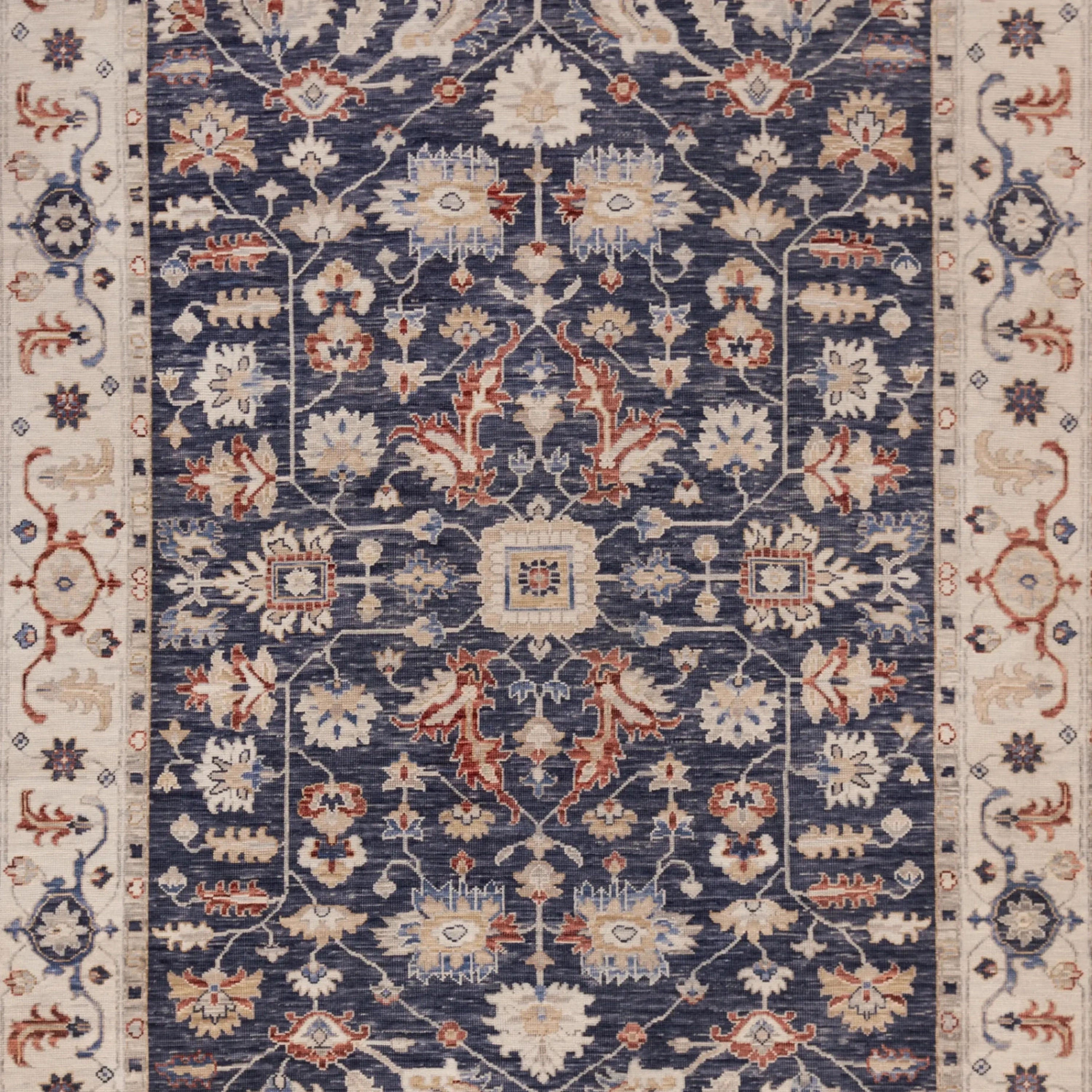 Blauer traditioneller Indo Agra Wollteppich - 9'1' x 12''