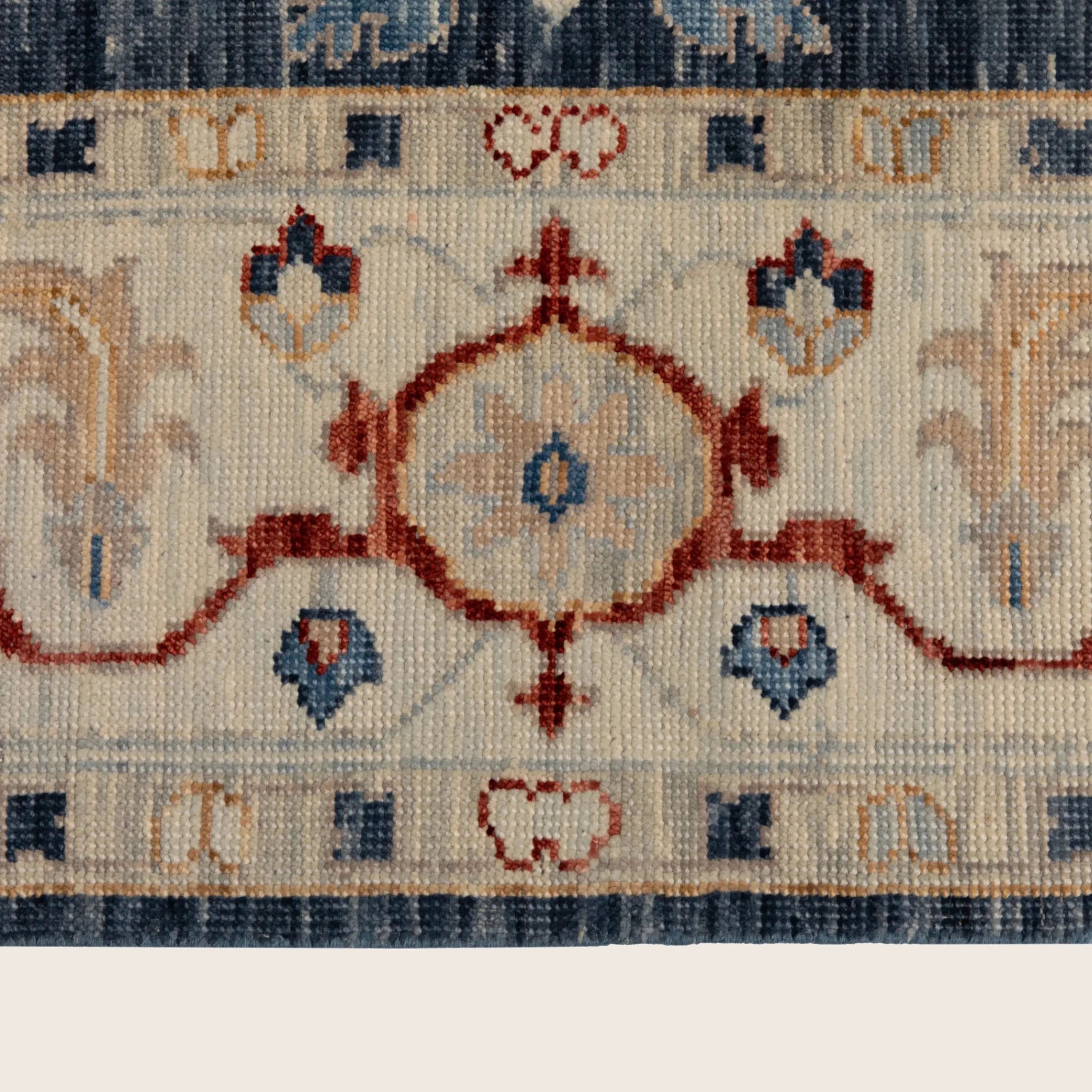 Blauer traditioneller Indo Agra Wollteppich - 9'1' x 12''