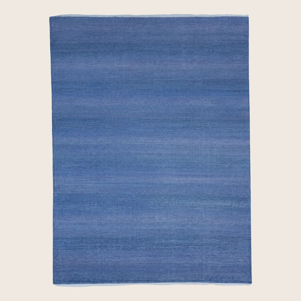 Blaue Übergangs Indo Savannah Wolle Seidenmischung Teppich - 9' x 11'9'