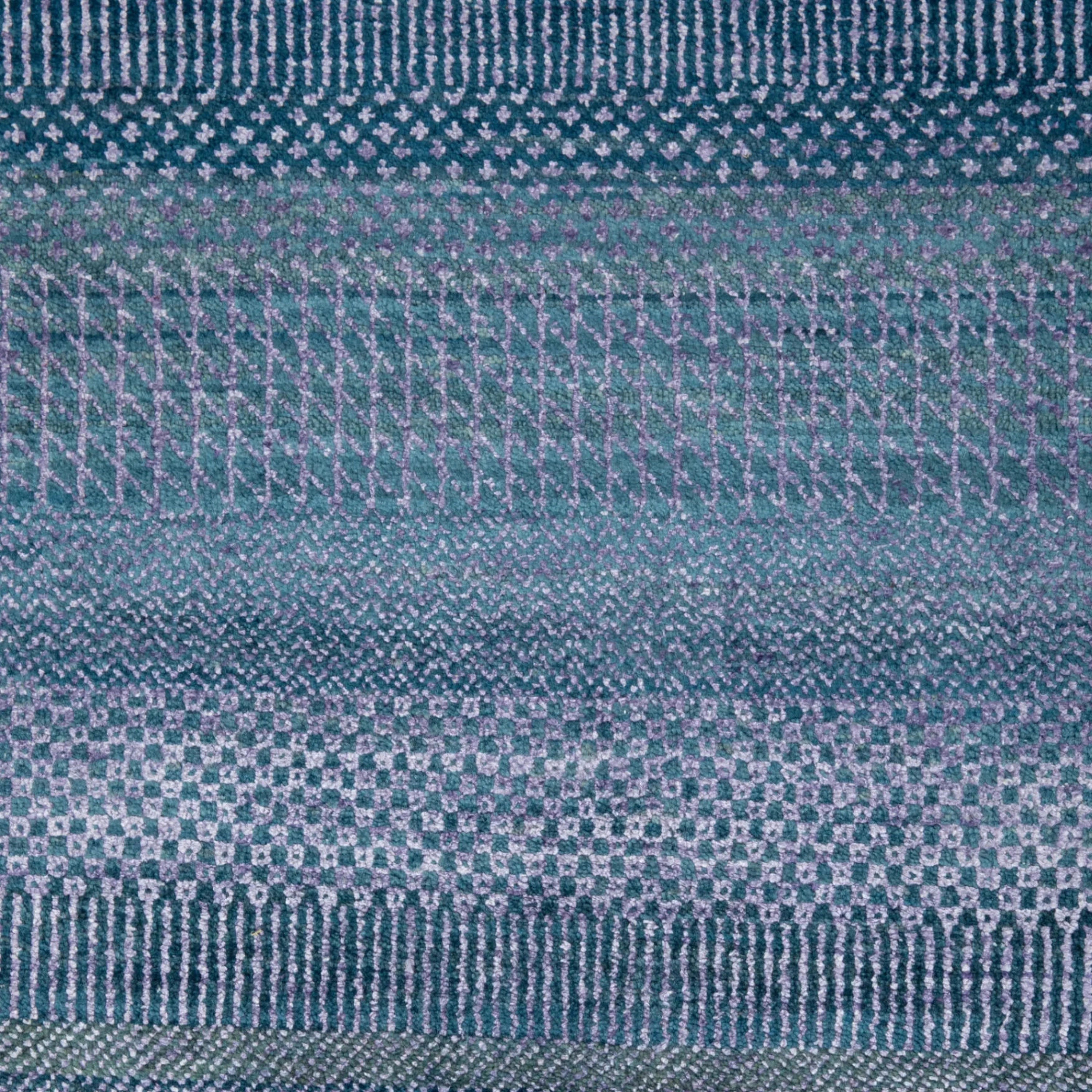 Blaue Übergangs Indo Savannah Wolle Seidenmischung Teppich - 9' x 11'9'