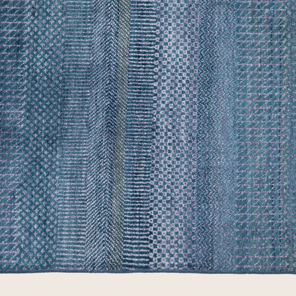 Blaue Übergangs Indo Savannah Wolle Seidenmischung Teppich - 9' x 11'9'