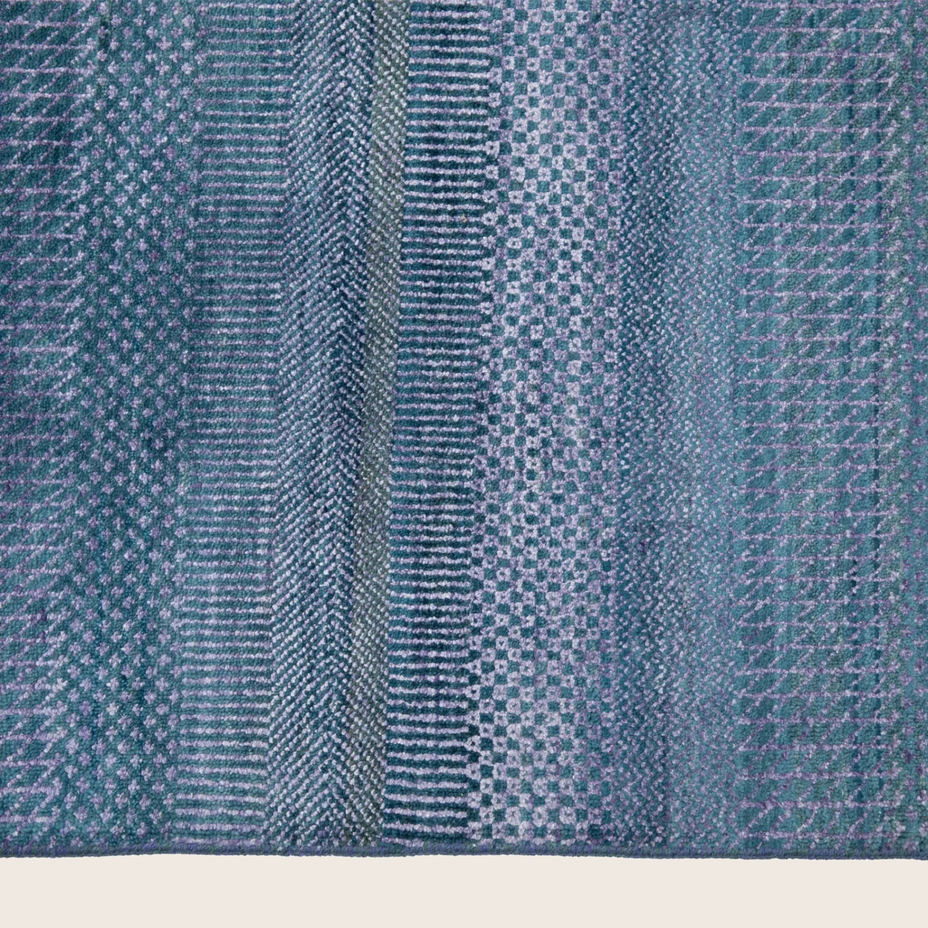 Blaue Übergangs Indo Savannah Wolle Seidenmischung Teppich - 9' x 11'9'