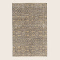 Grauer traditioneller Indo Ikat Teppich aus Wolle und Kunstseide - 6' x 9'3'