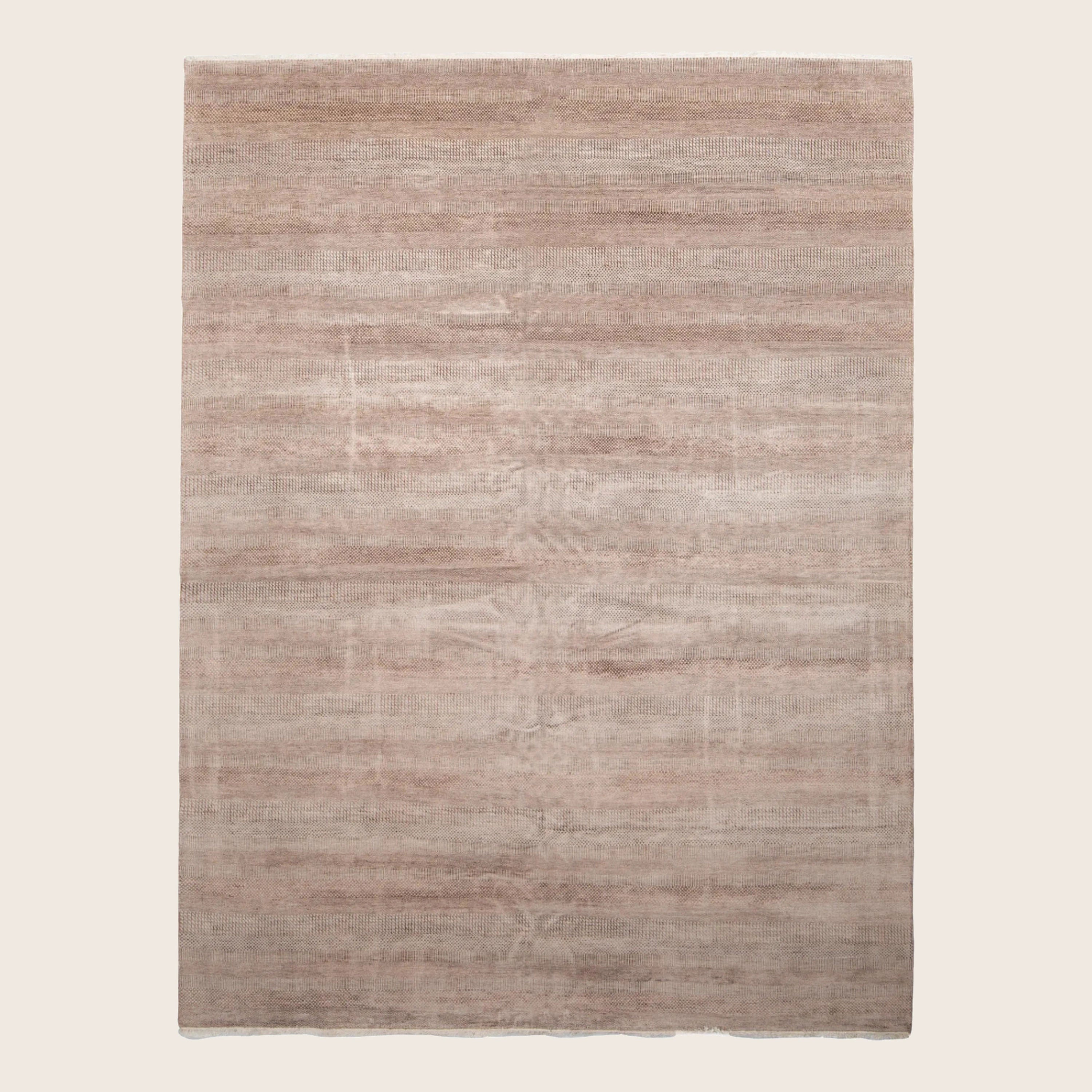 Hellbraun Texturierte Indo Savannah Wolle Kunst Seidenmischung Teppich - 12' x 15'1'