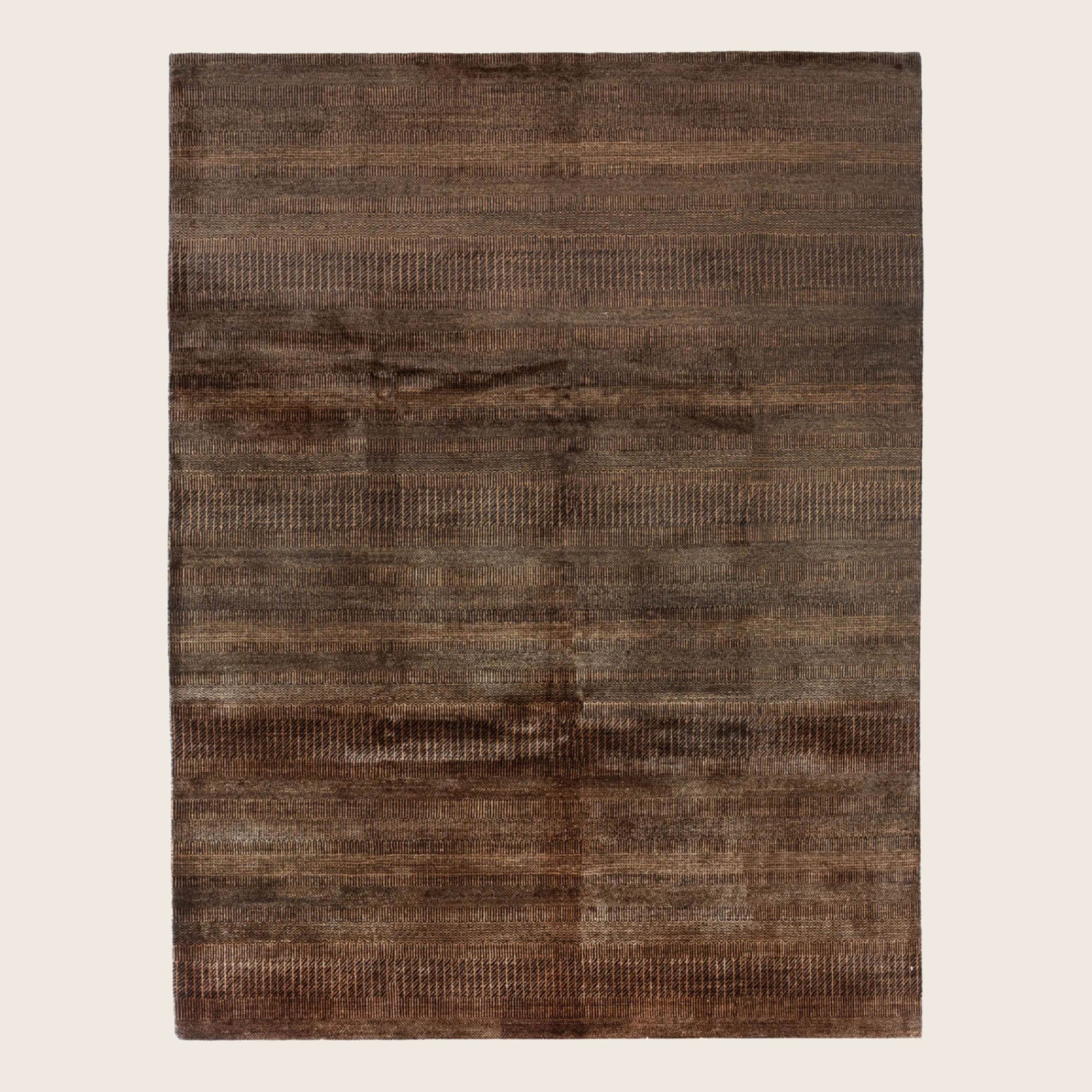 Dark Braun Textured Indo Savannah Teppich aus Wolle und Kunstseide - 8'1' x 10'1'