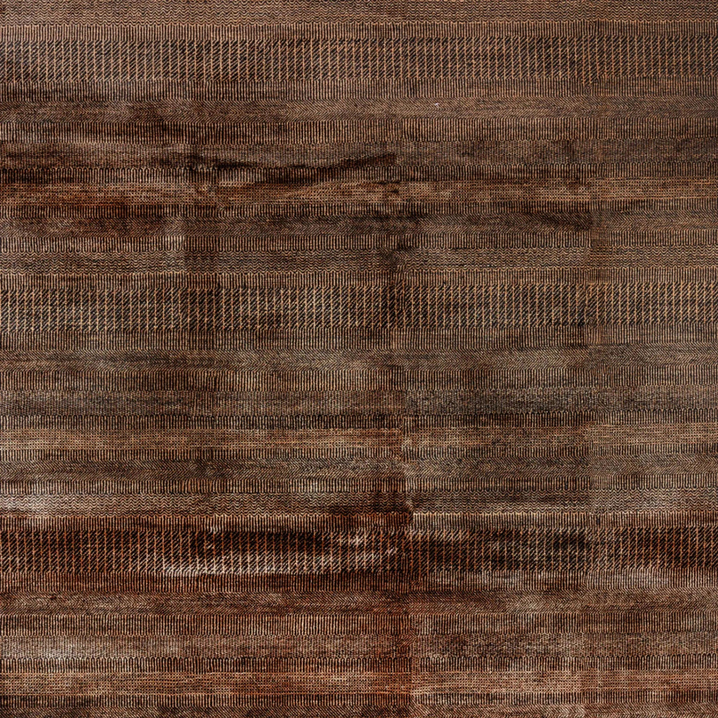 Dark Braun Textured Indo Savannah Teppich aus Wolle und Kunstseide - 8'1' x 10'1'