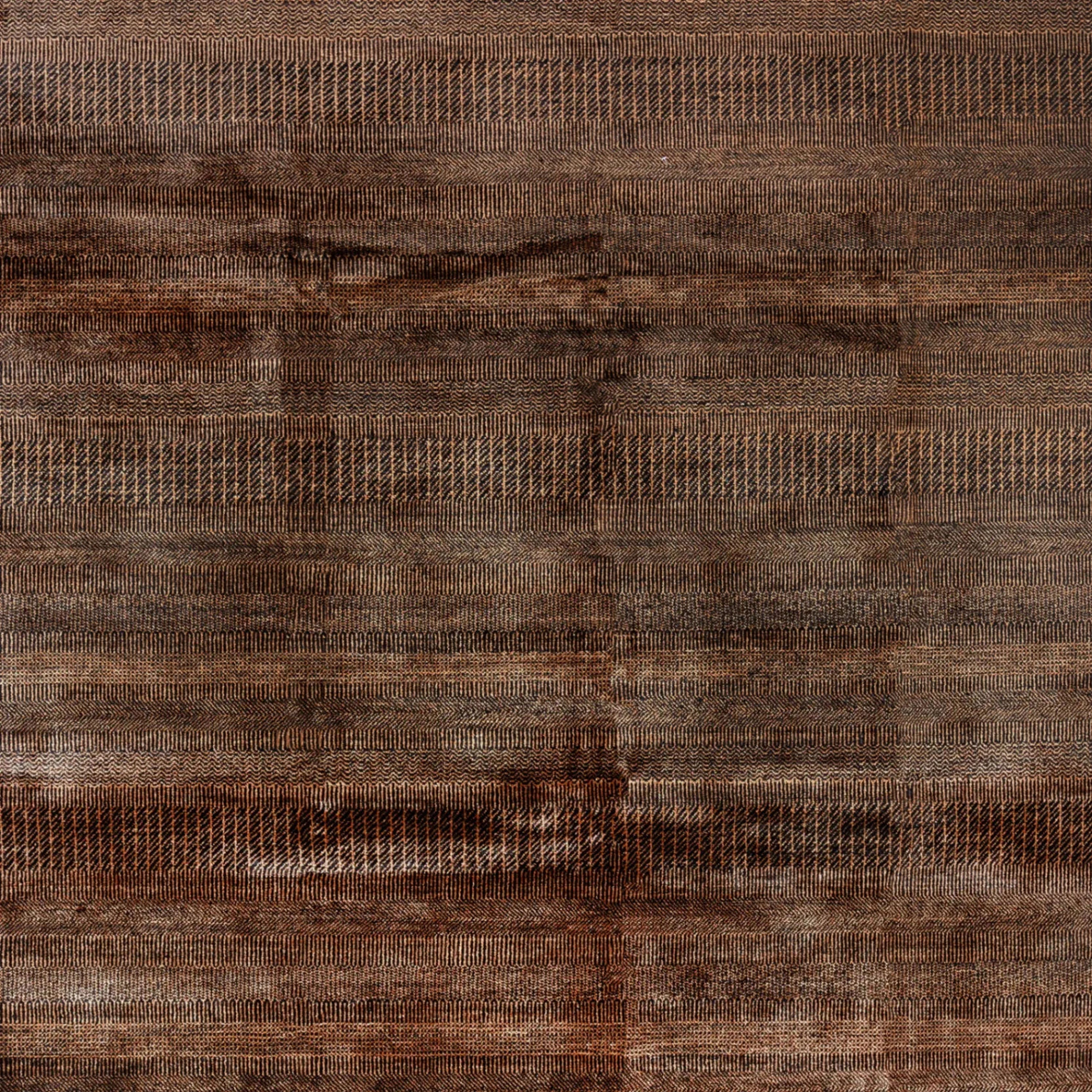 Dark Braun Textured Indo Savannah Teppich aus Wolle und Kunstseide - 8'1' x 10'1'