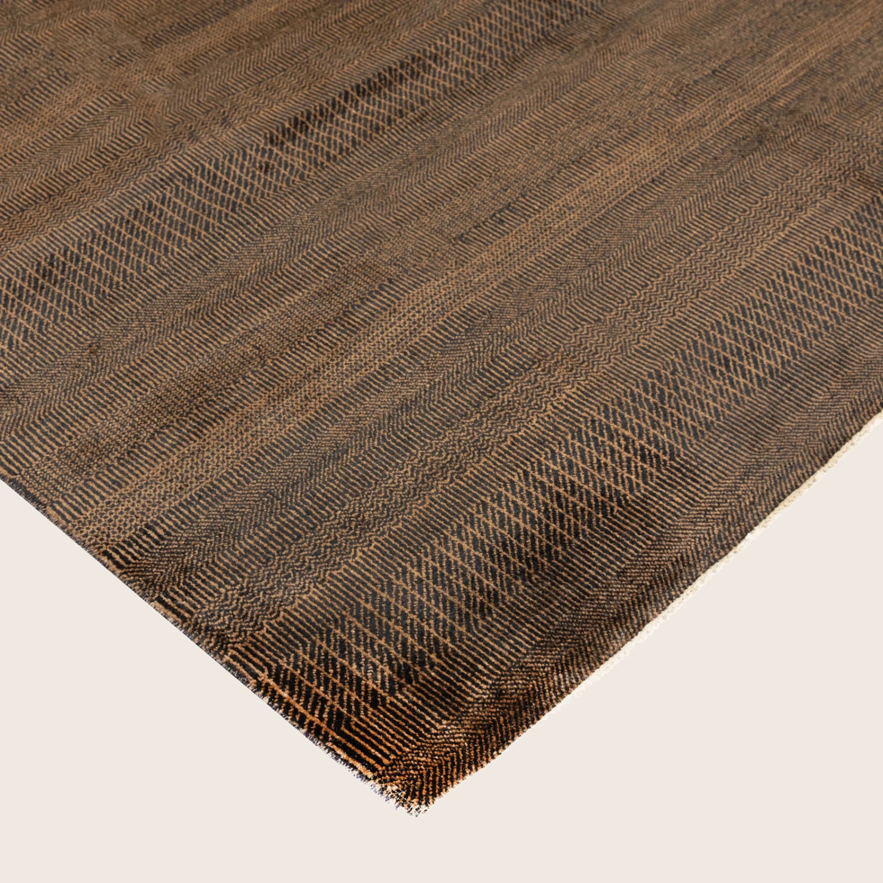 Dark Braun Textured Indo Savannah Teppich aus Wolle und Kunstseide - 8'1' x 10'1'