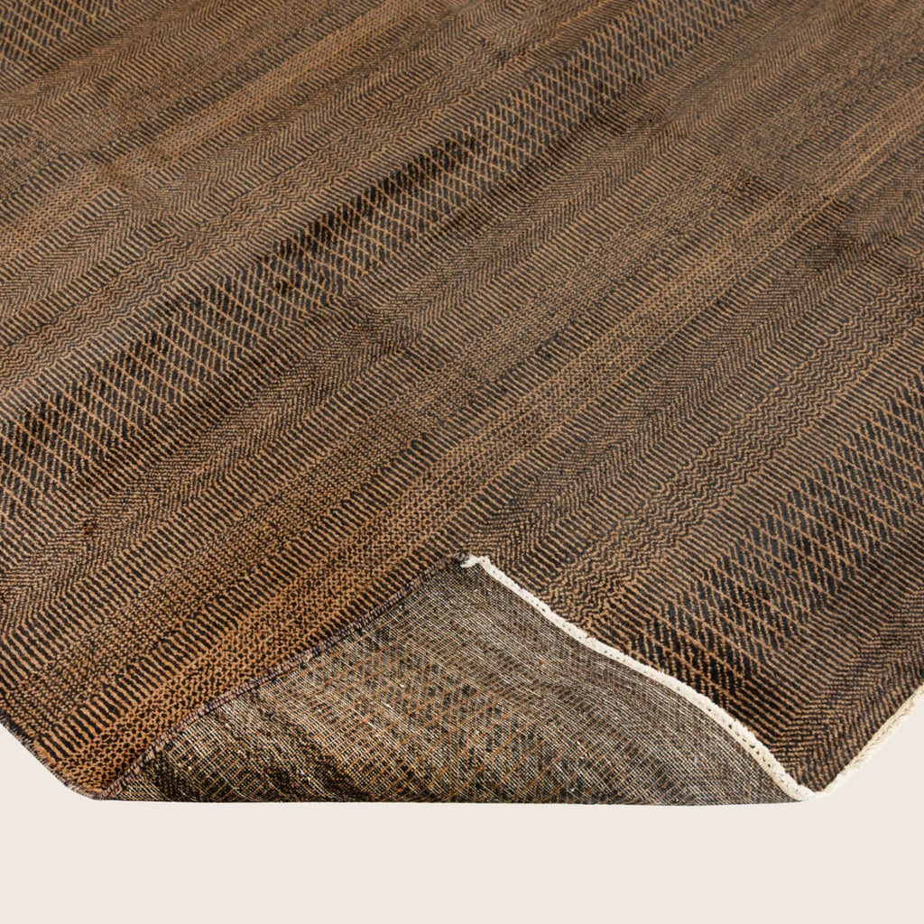 Dark Braun Textured Indo Savannah Teppich aus Wolle und Kunstseide - 8'1' x 10'1'