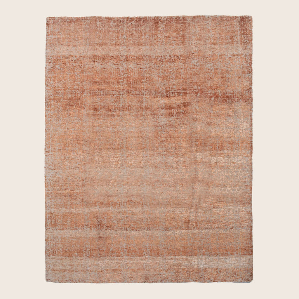 Rust Textured Indo Ikat Teppich aus Wolle und Kunstseide - 8' x 9'1