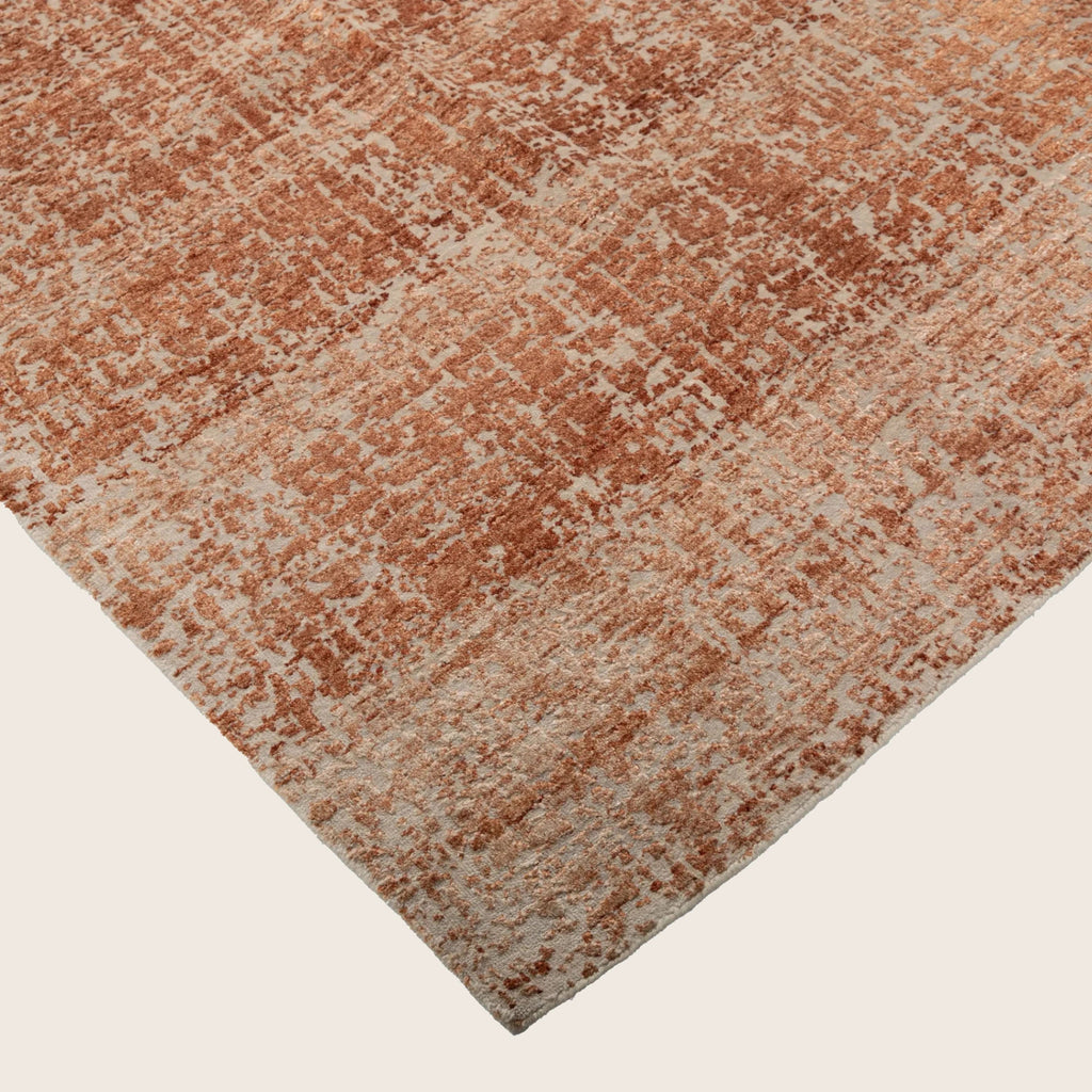 Rust Textured Indo Ikat Teppich aus Wolle und Kunstseide - 8' x 9'1