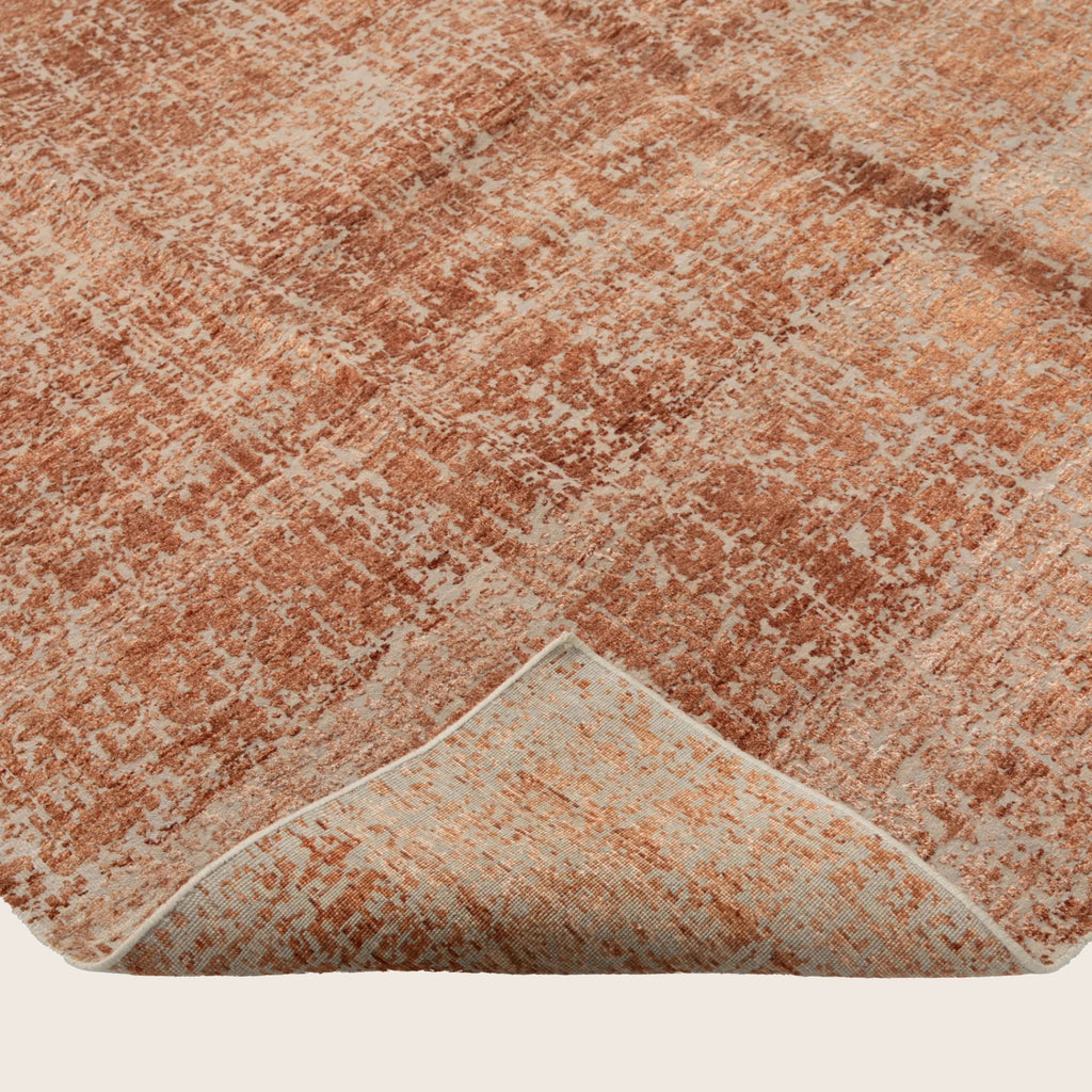 Rust Textured Indo Ikat Teppich aus Wolle und Kunstseide - 8' x 9'1