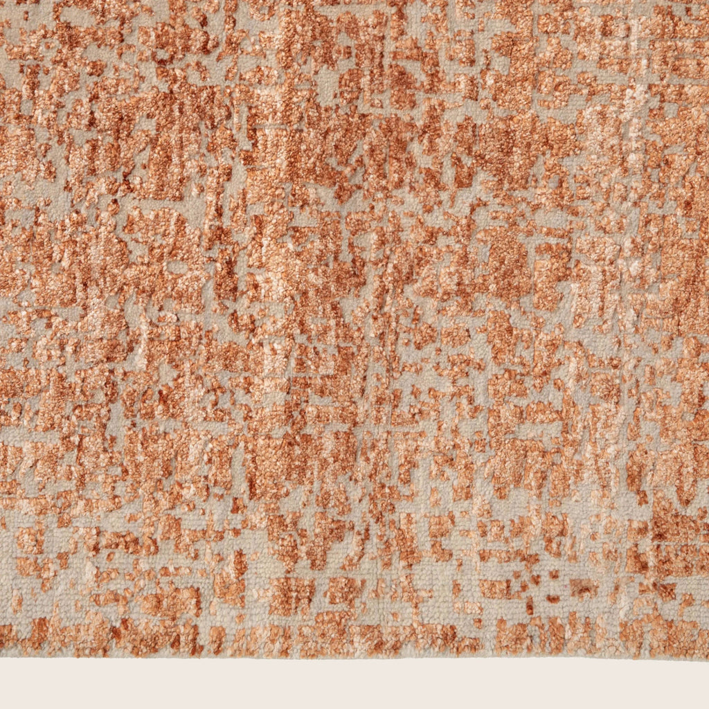 Rust Textured Indo Ikat Teppich aus Wolle und Kunstseide - 8' x 9'1