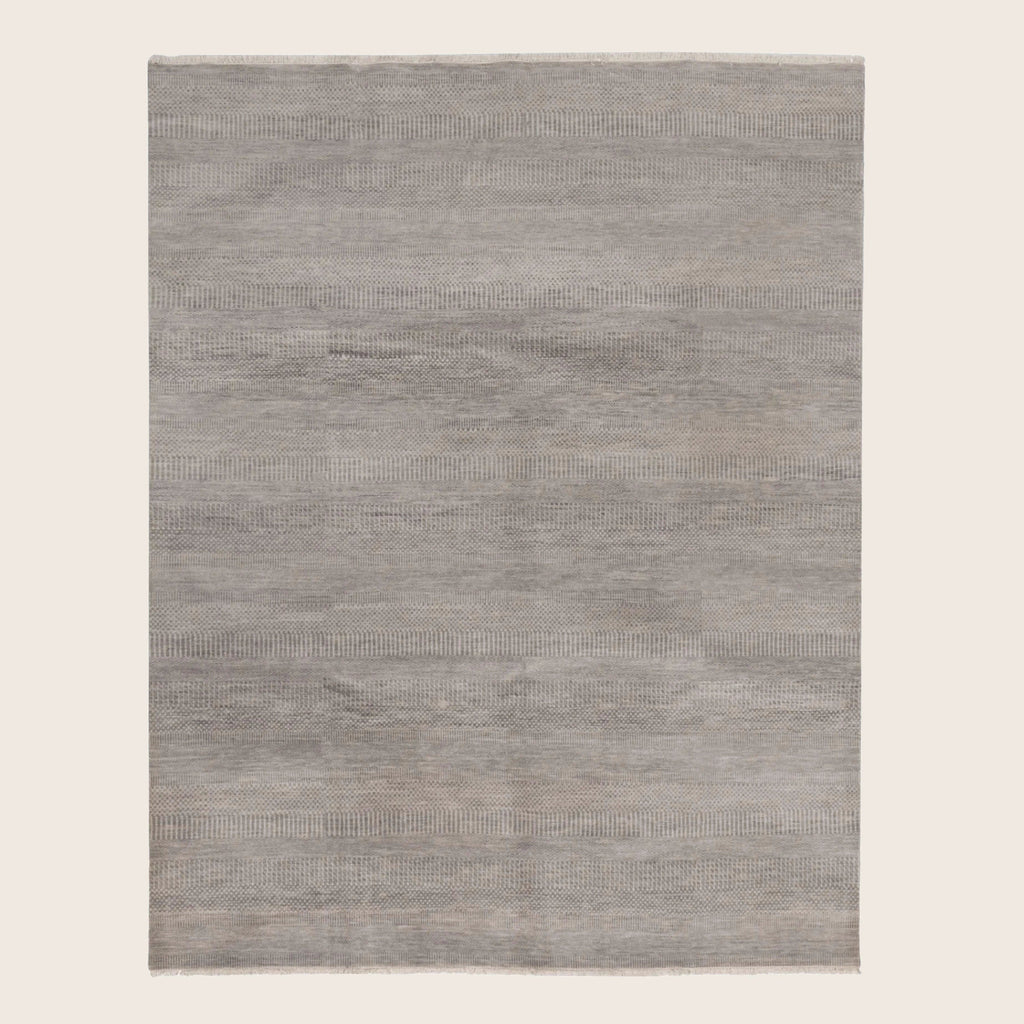 Graue Übergangsindo Savannah Wolle Seidenmischung Teppich - 7'1 x 9'1