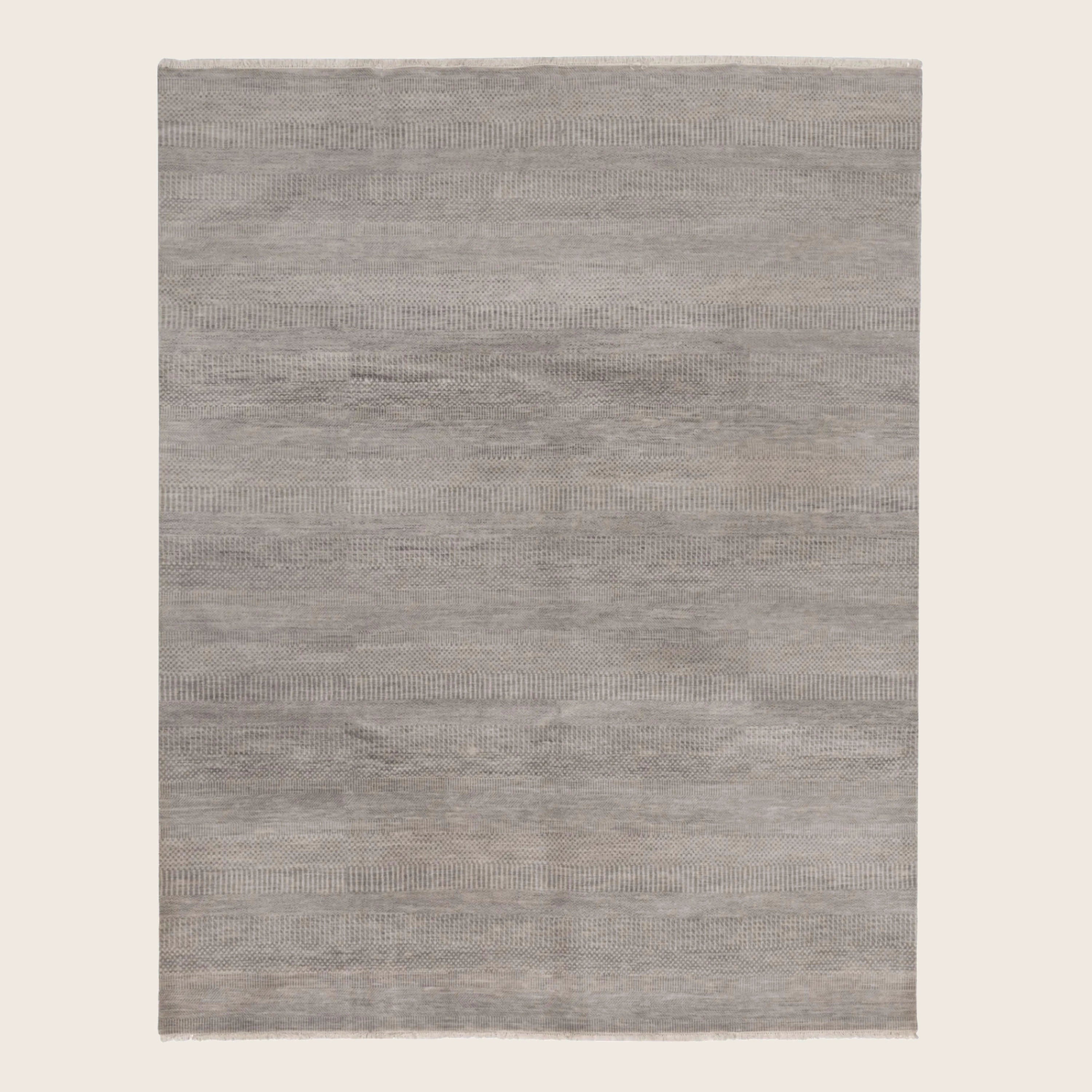Graue Übergangsindo Savannah Wolle Seidenmischung Teppich - 7'1 x 9'1