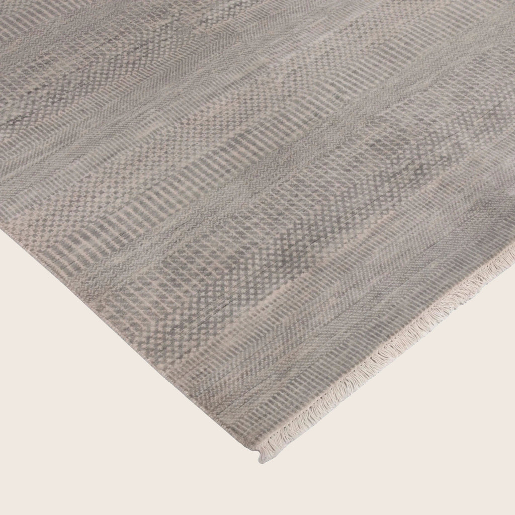 Graue Übergangsindo Savannah Wolle Seidenmischung Teppich - 7'1 x 9'1