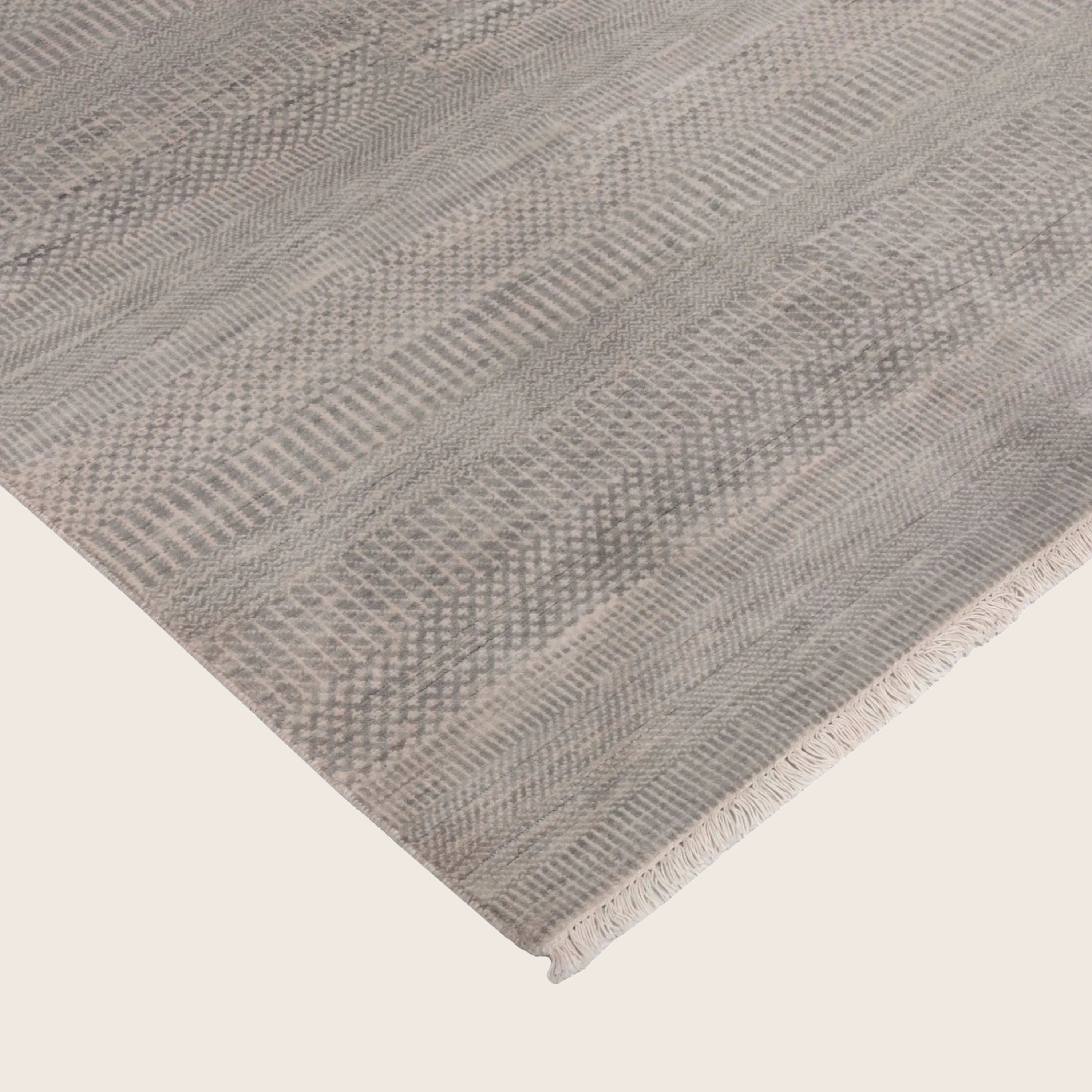 Graue Übergangsindo Savannah Wolle Seidenmischung Teppich - 7'1 x 9'1